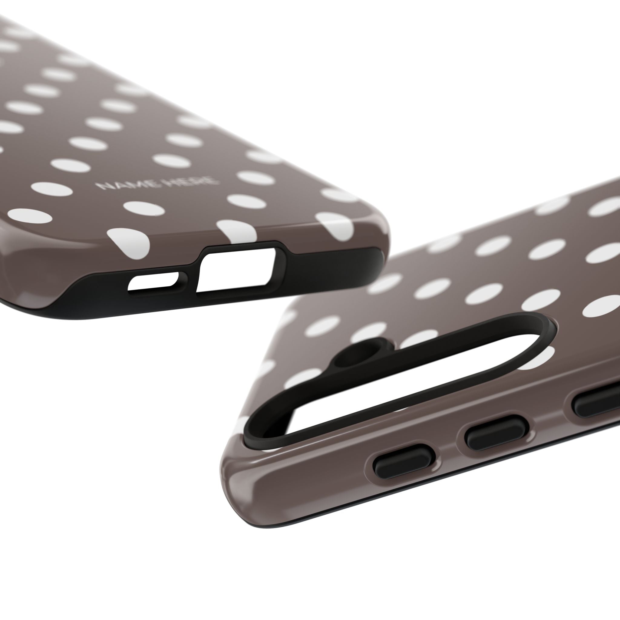 Brown & White PolkaDot Customisable Case