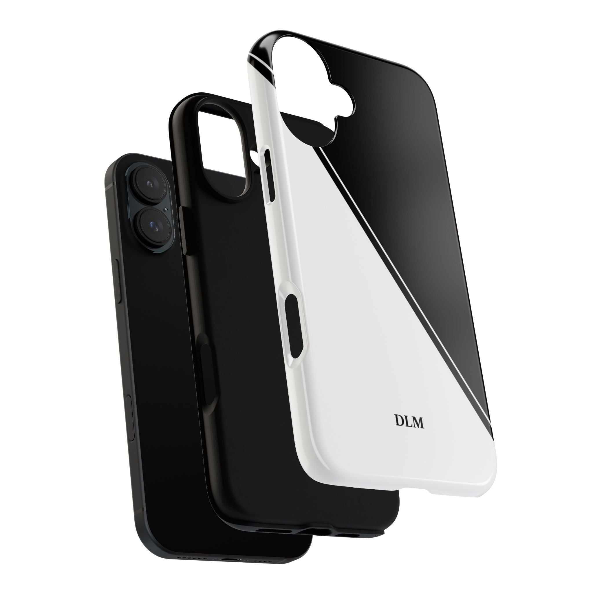 White/Black Two Tone Custom Initials Case