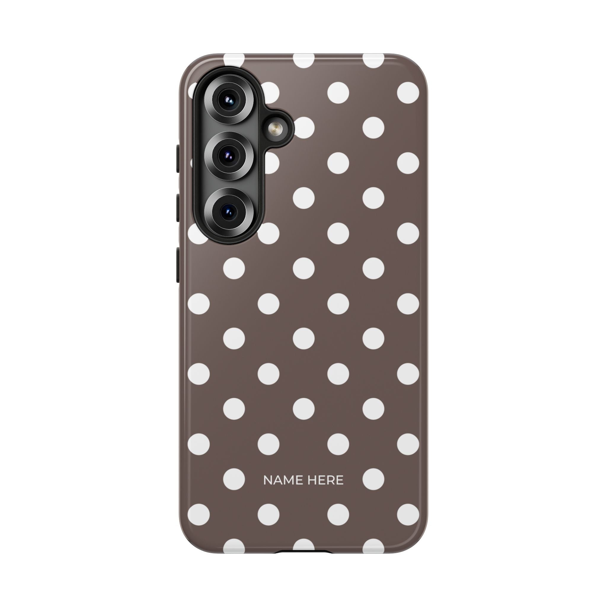 Brown & White PolkaDot Customisable Case
