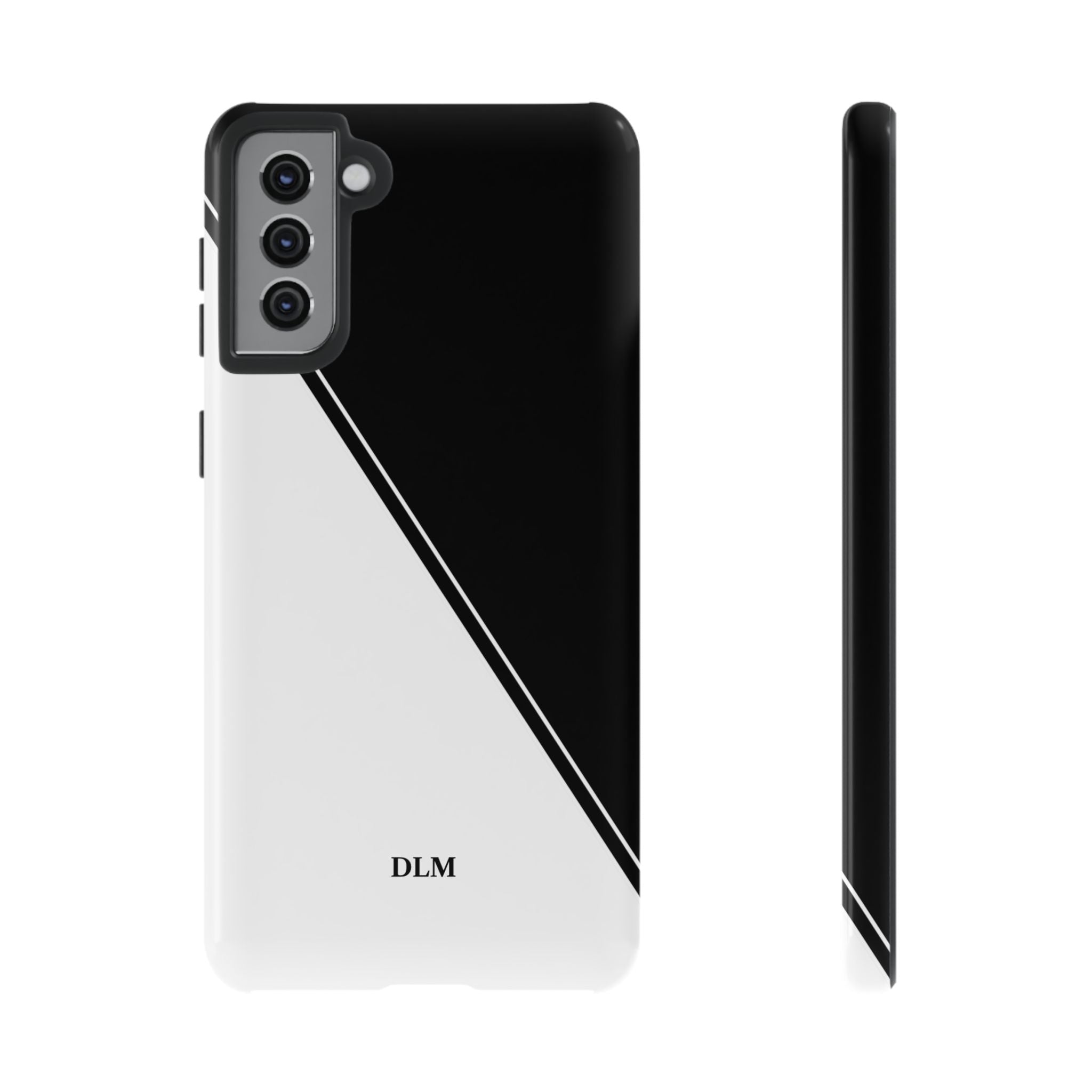 White/Black Two Tone Custom Initials Case