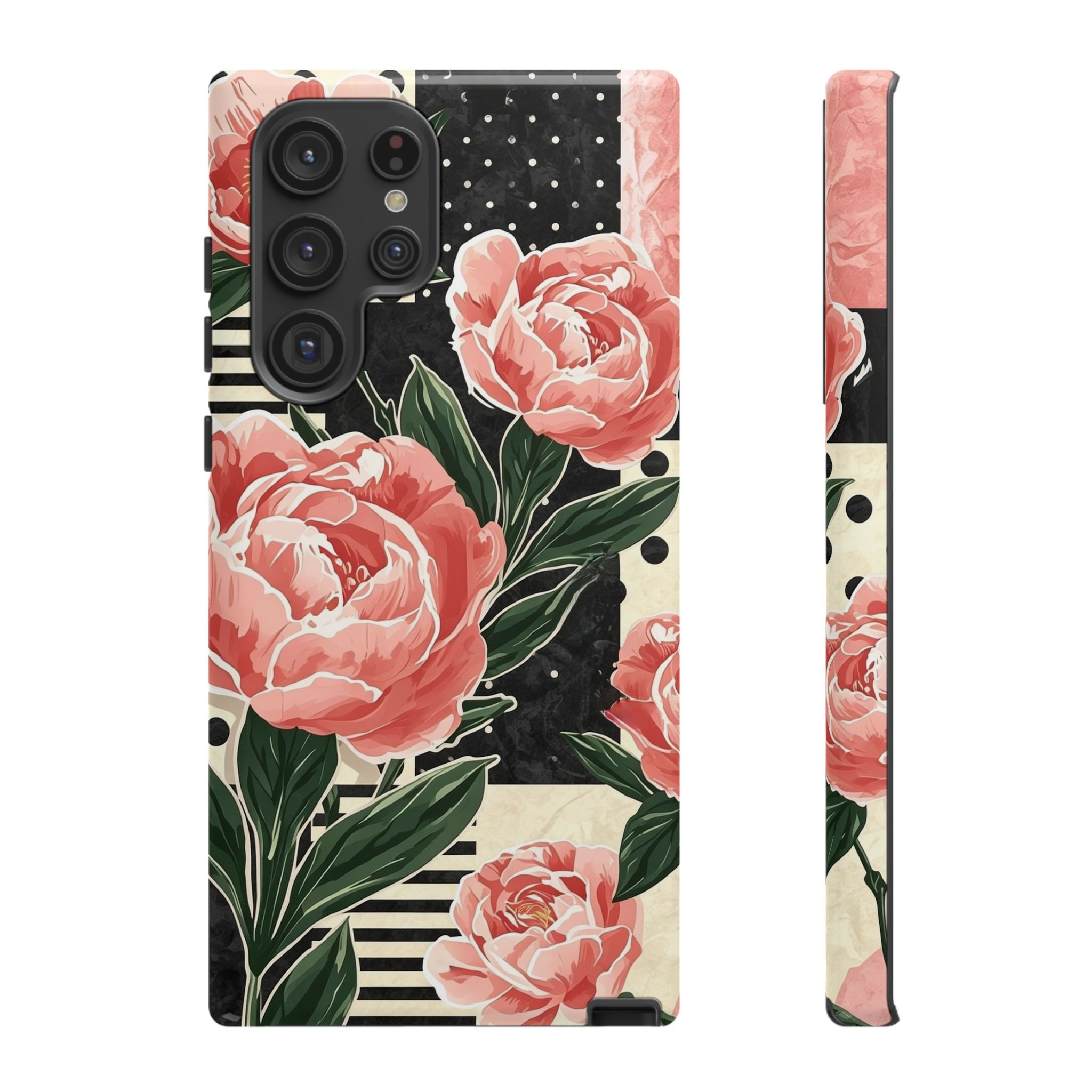Pink Peony Stripes & Polka Dots