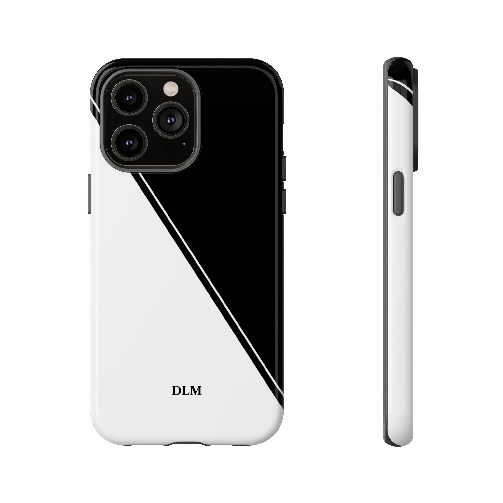 White/Black Two Tone Custom Initials Case