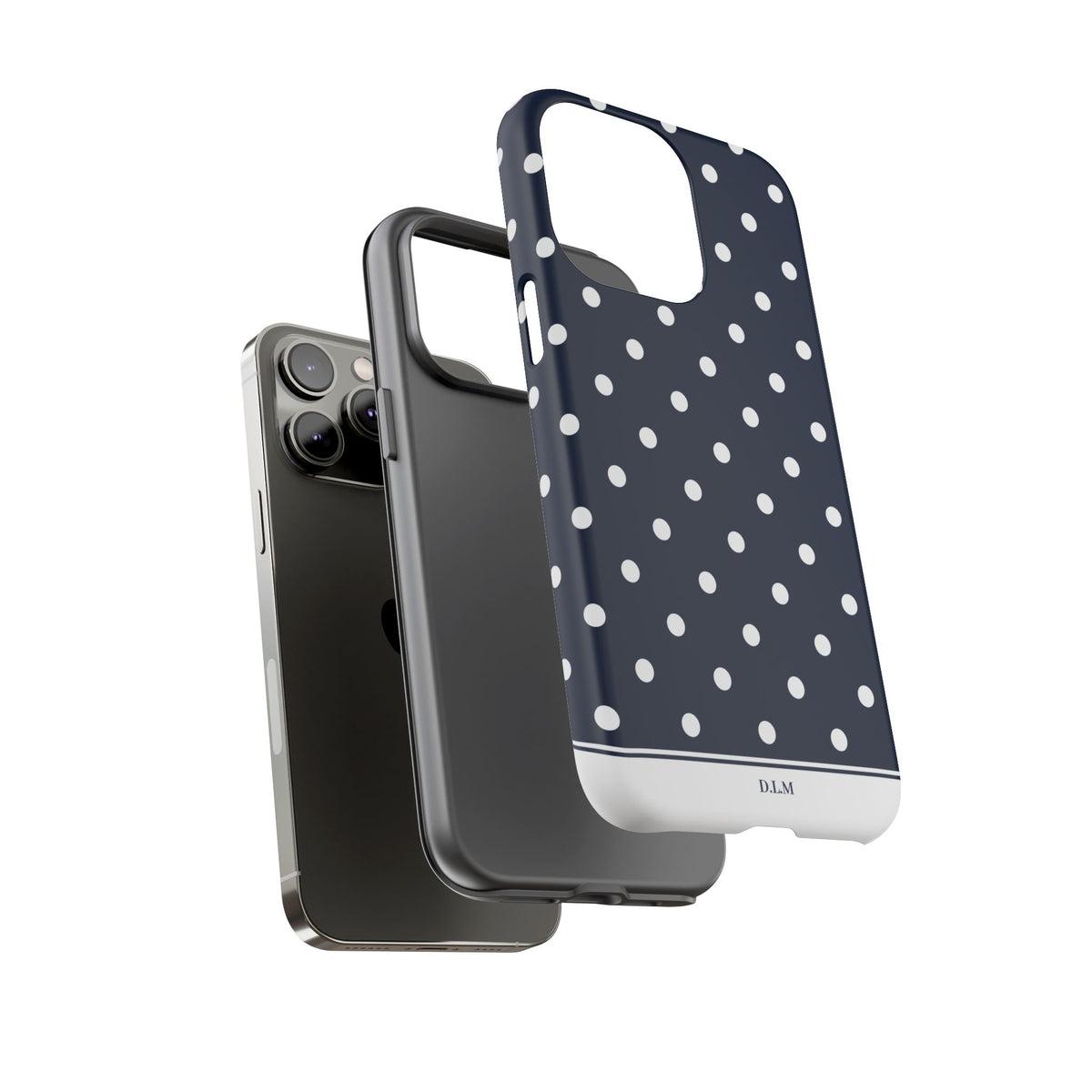 Navy Pearl Personalised Polka Dot Case