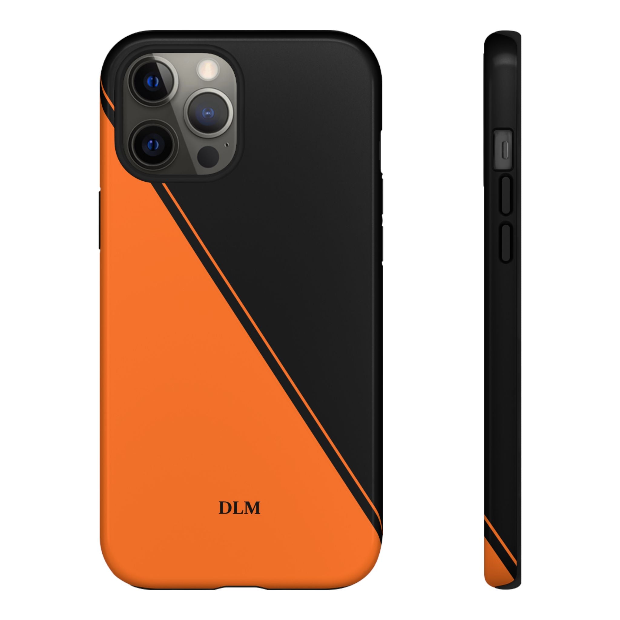 Orange/Black Two Tone Custom Initials Case