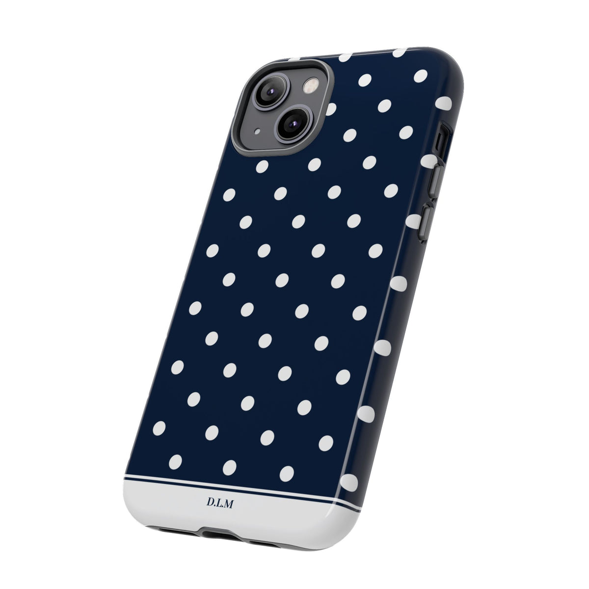 Navy Pearl Personalised Polka Dot Case