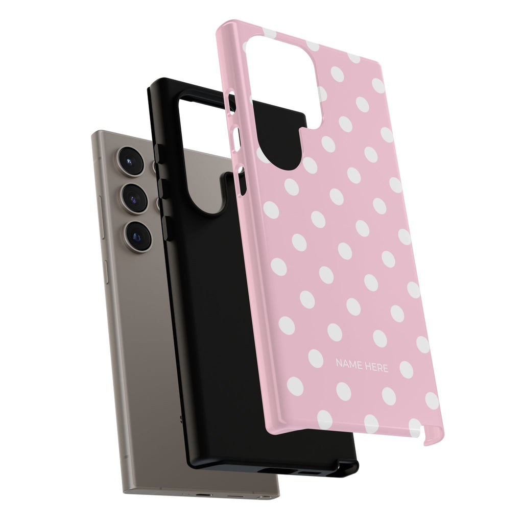 Pink & White PolkaDot Customisable Name Case