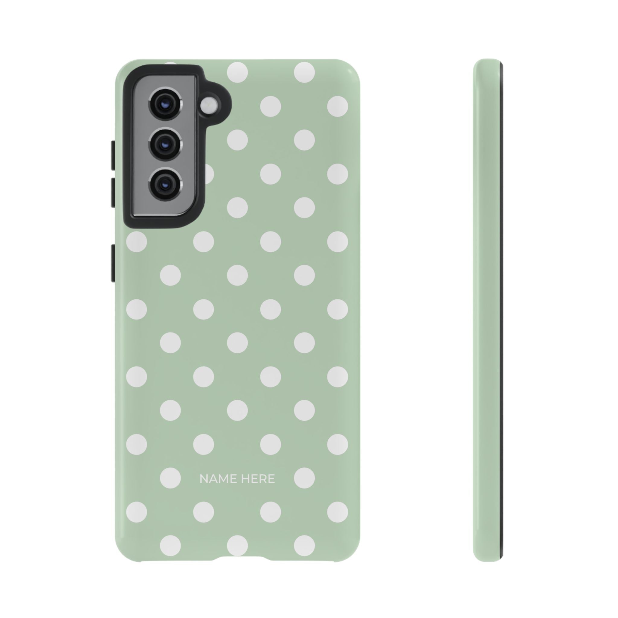 Green & White Polka Dot Customisable Case