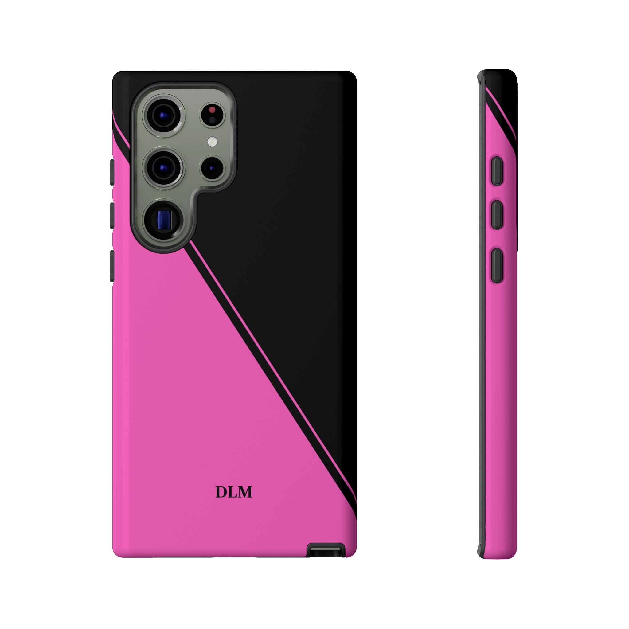 Pink/Black Two Tone Custom Initials Case