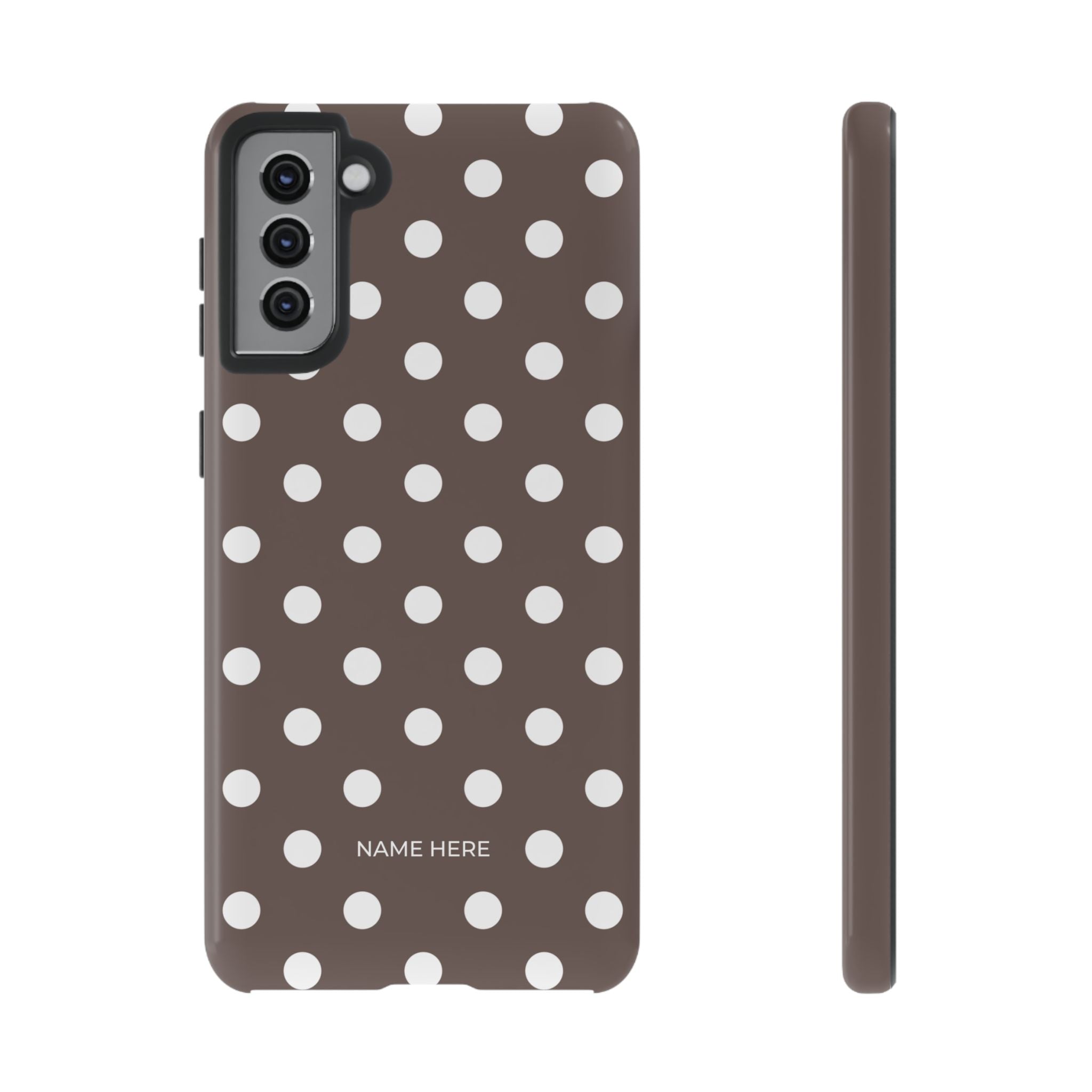 Brown & White PolkaDot Customisable Case