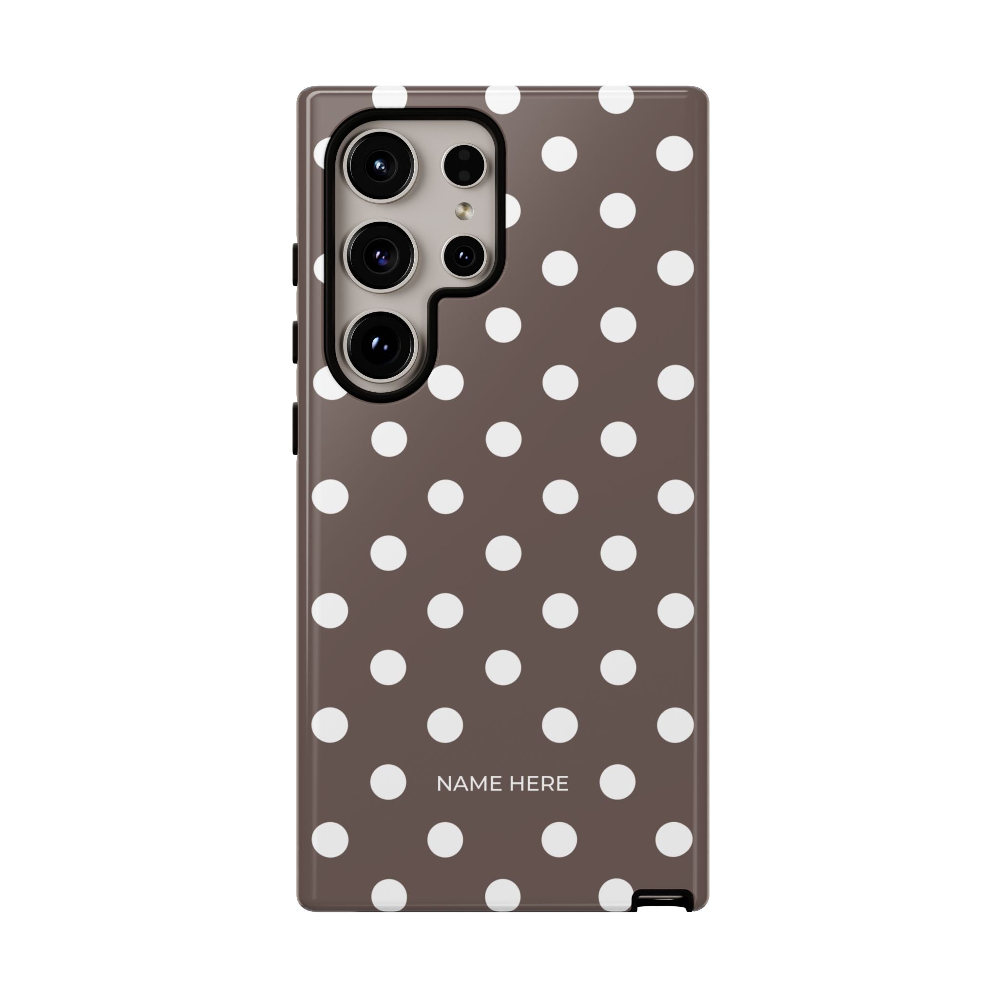 Brown & White PolkaDot Customisable Case