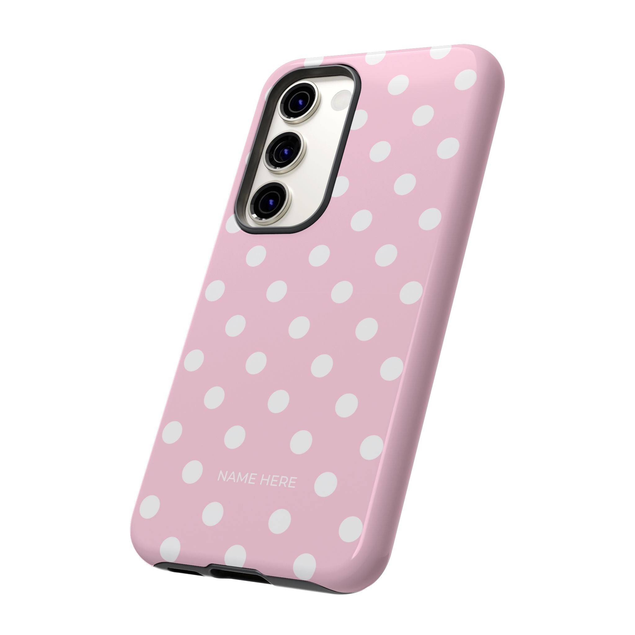 Pink & White PolkaDot Customisable Name Case