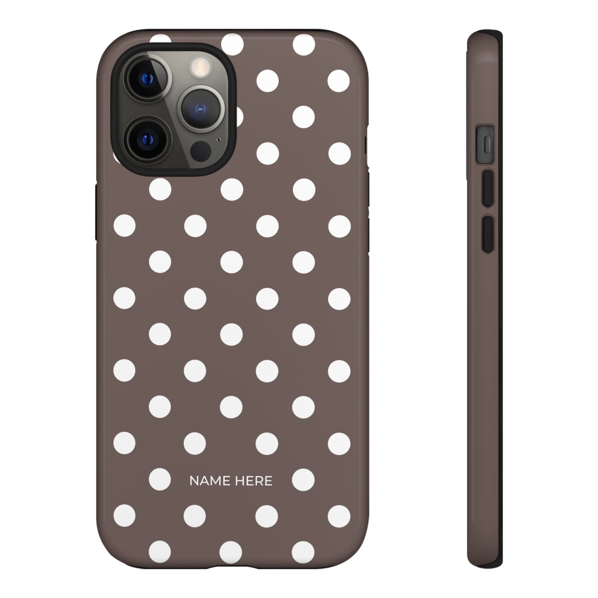 Brown & White PolkaDot Customisable Case