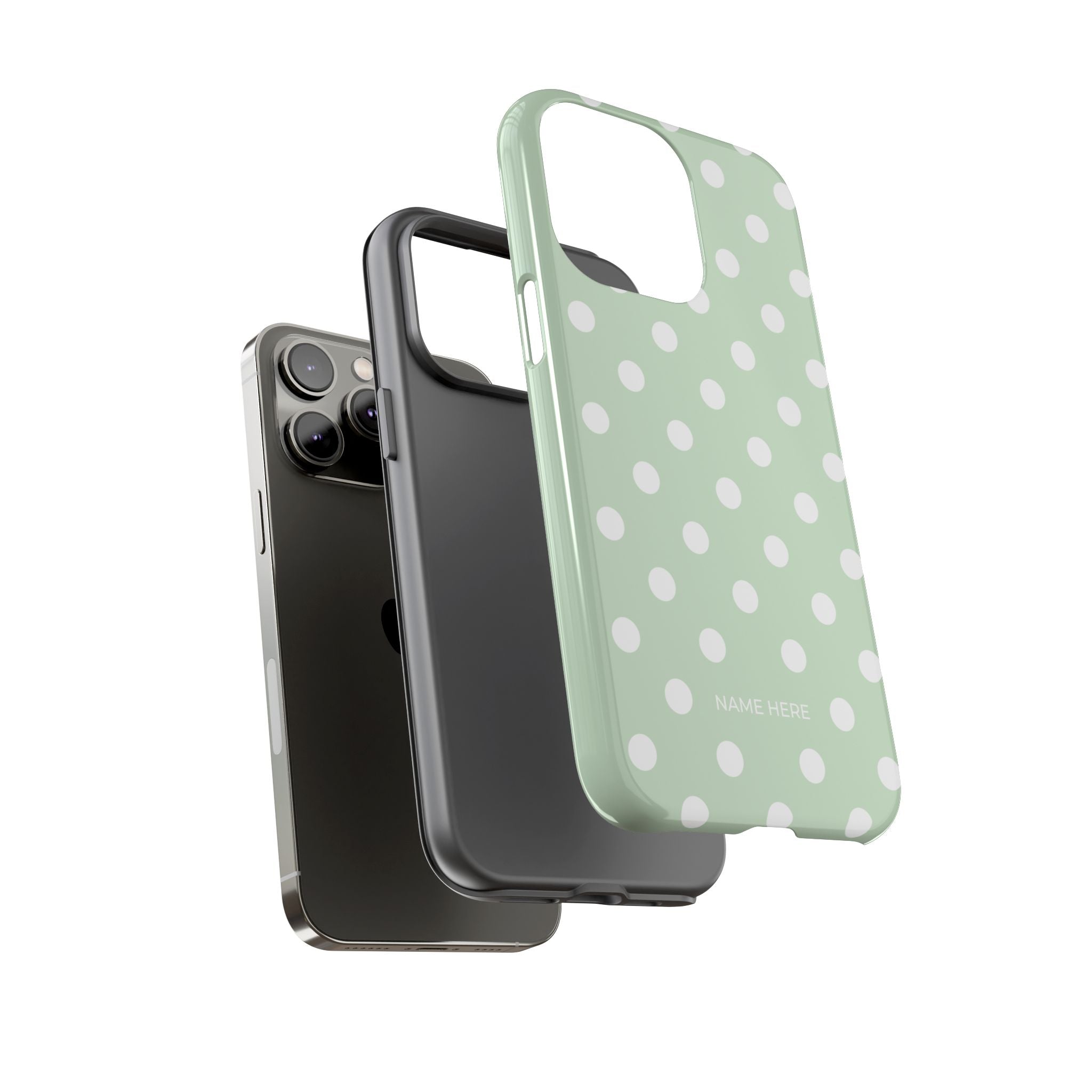 Green & White Polka Dot Customisable Case