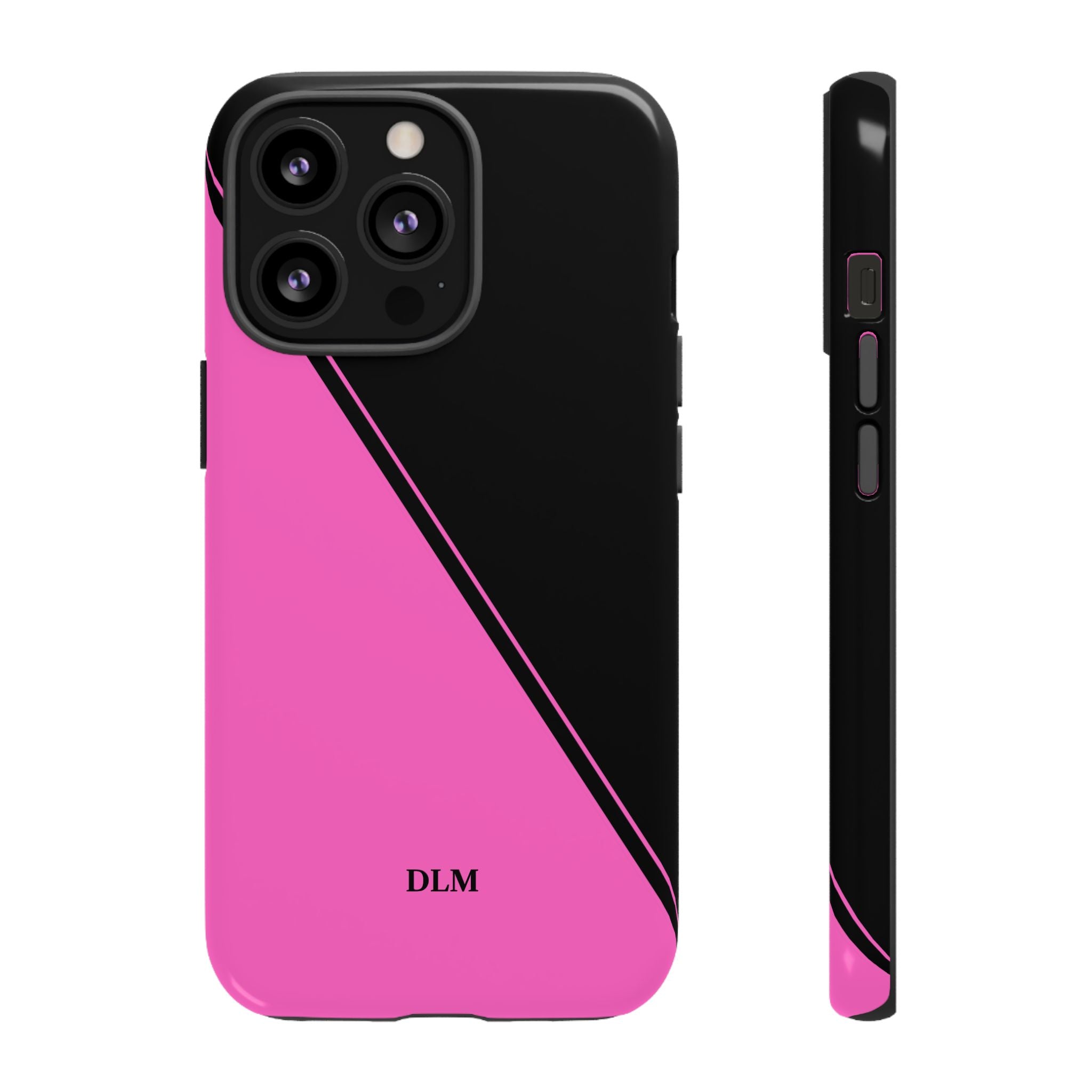 Pink/Black Two Tone Custom Initials Case