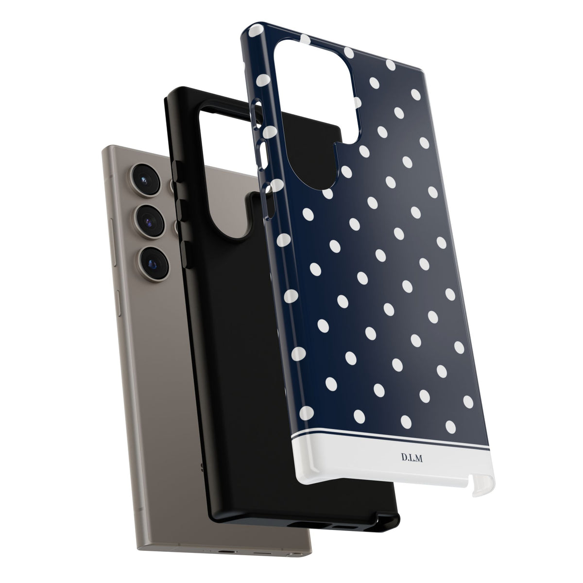 Navy Pearl Personalised Polka Dot Case