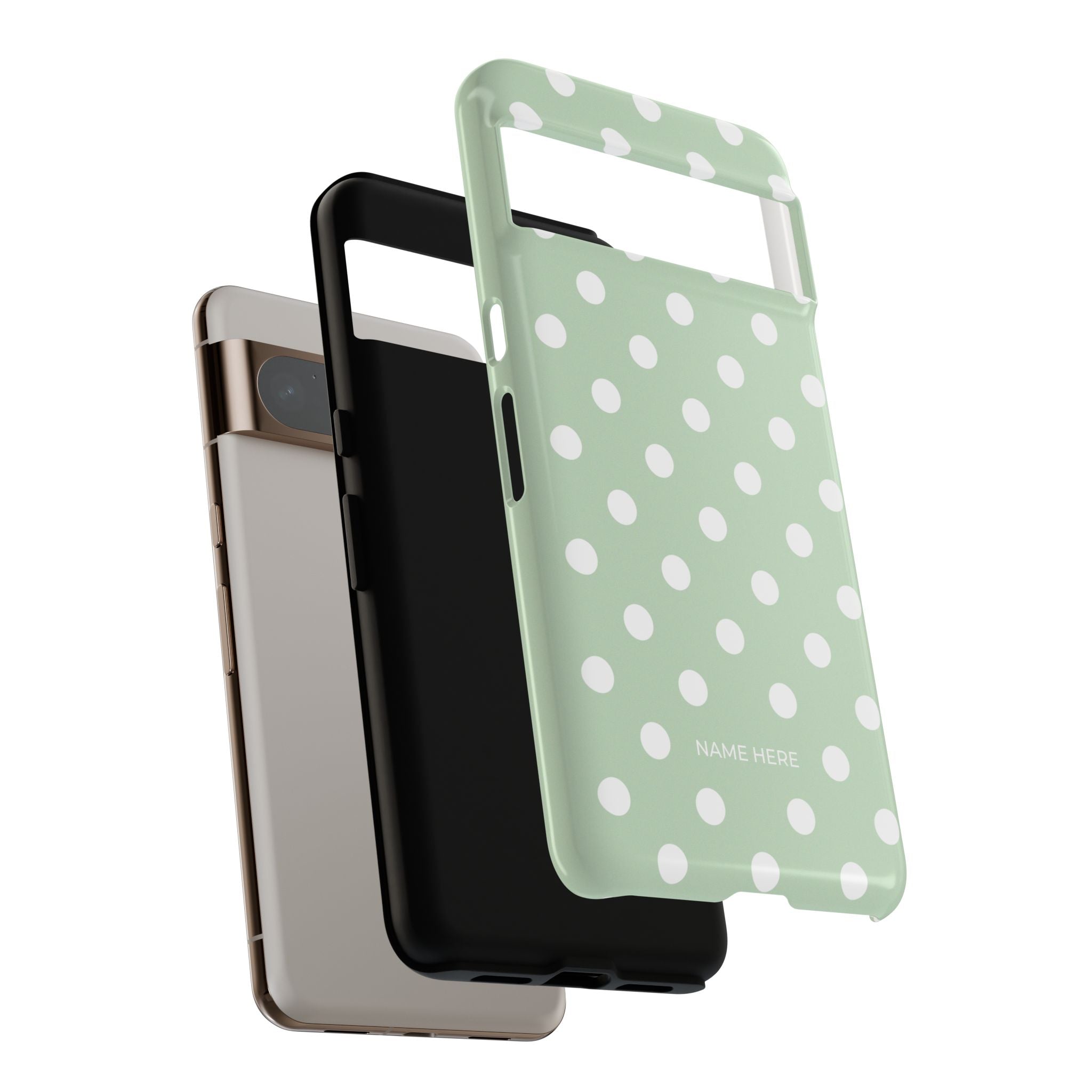 Green & White Polka Dot Customisable Case