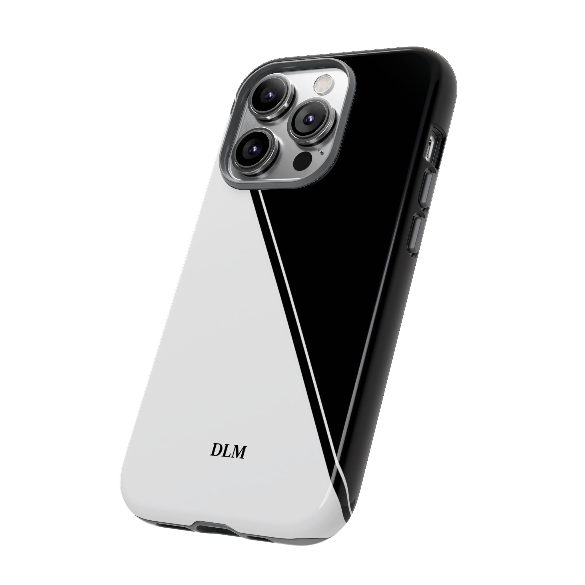 White/Black Two Tone Custom Initials Case