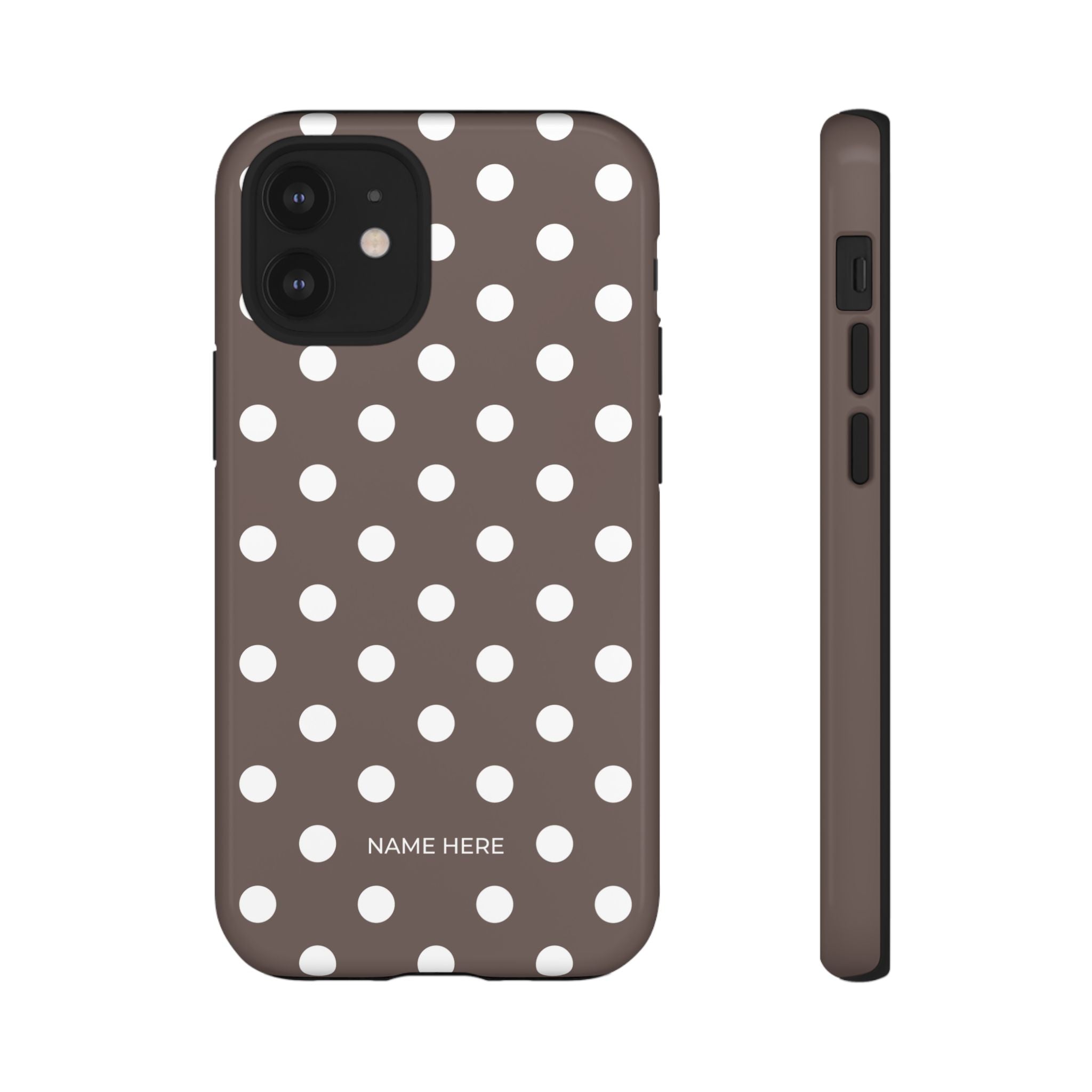 Brown & White PolkaDot Customisable Case