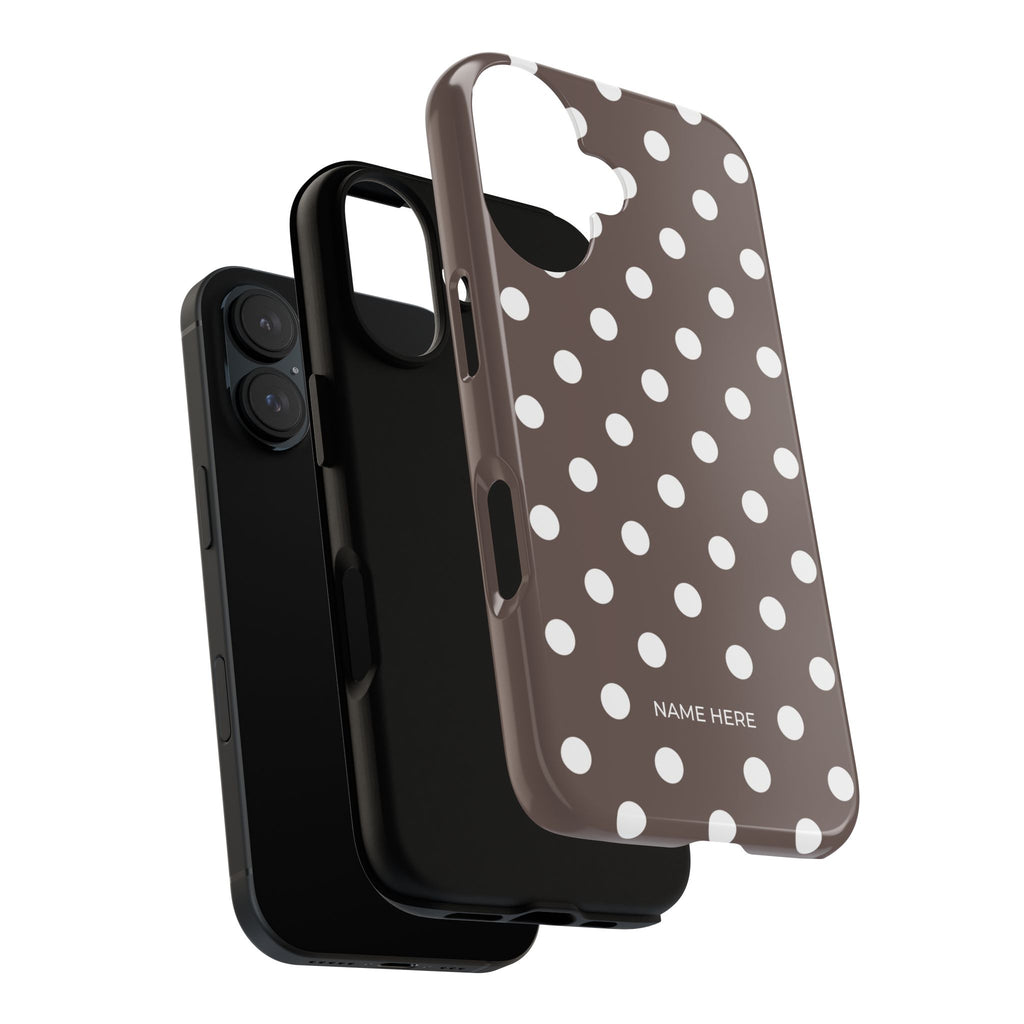 Brown & White PolkaDot Customisable Case