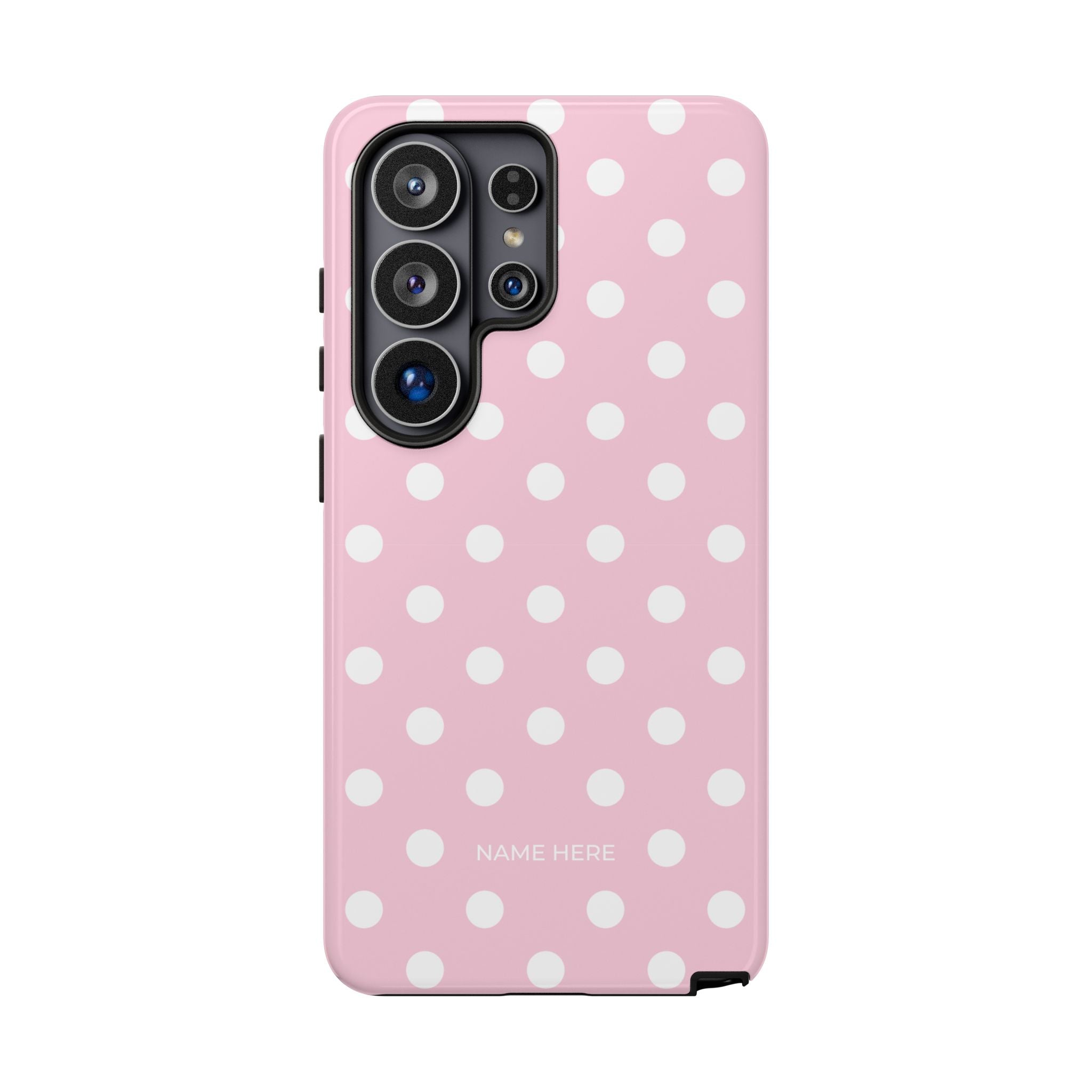 Pink & White PolkaDot Customisable Name Case