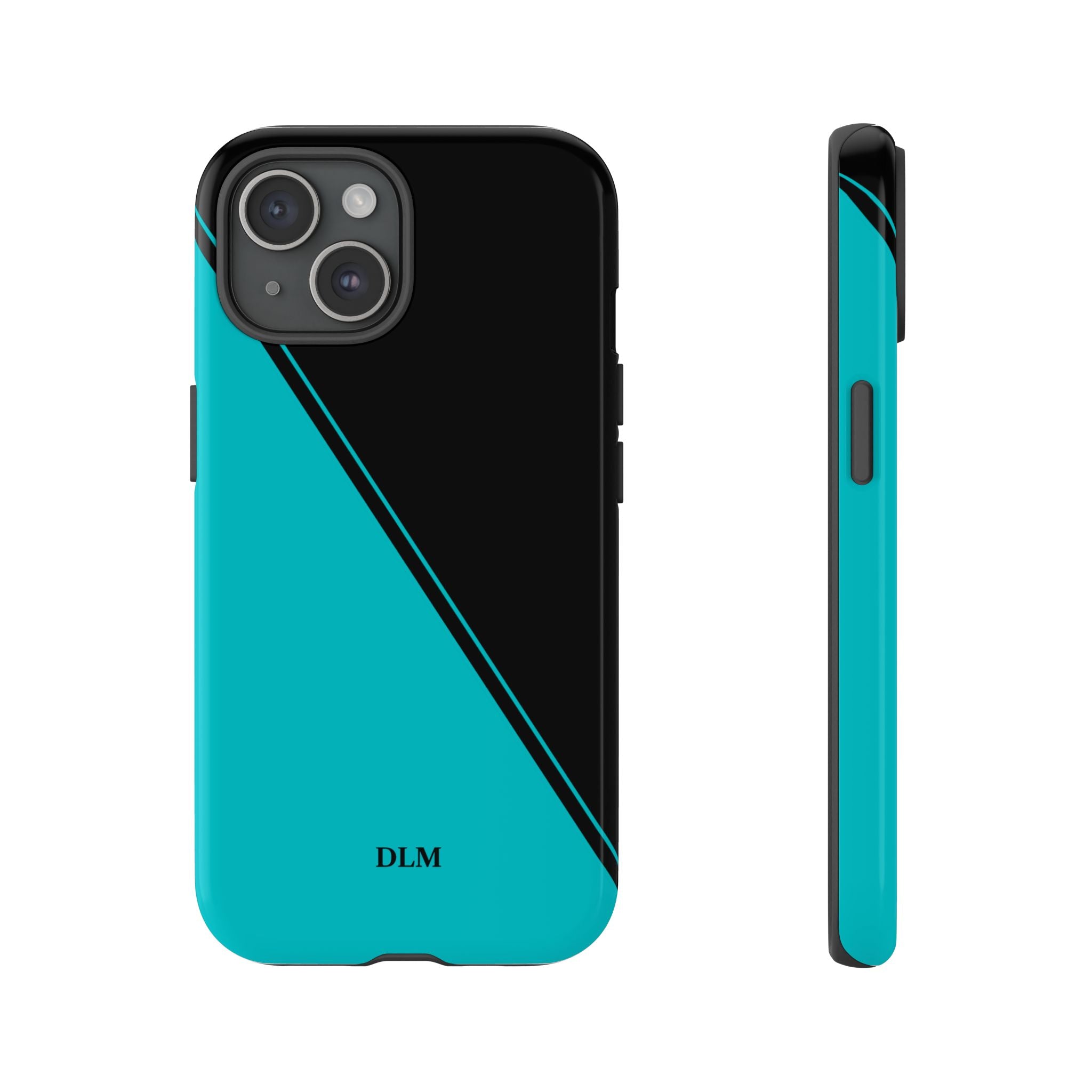 Tiffany/Black Two Tone Custom Initials Case