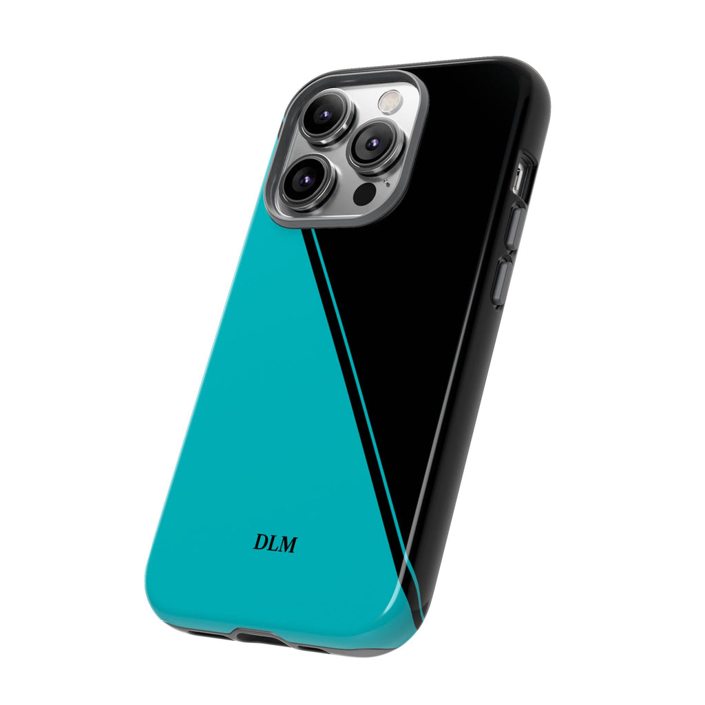 Tiffany/Black Two Tone Custom Initials Case