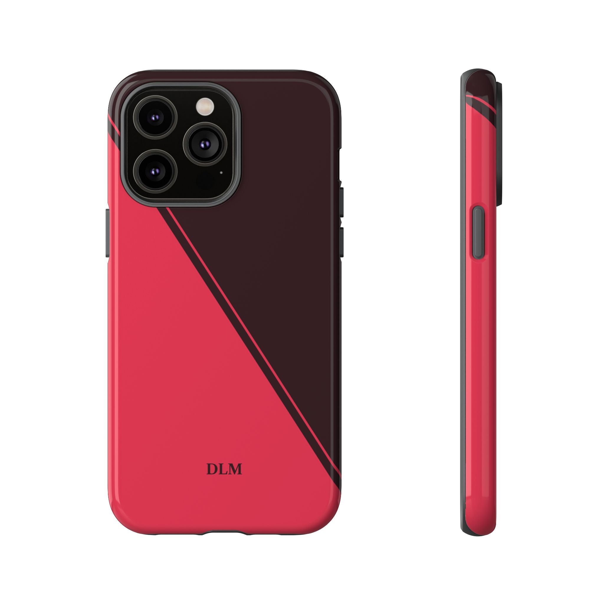 Red/Brown Two Tone Custom Initials Case