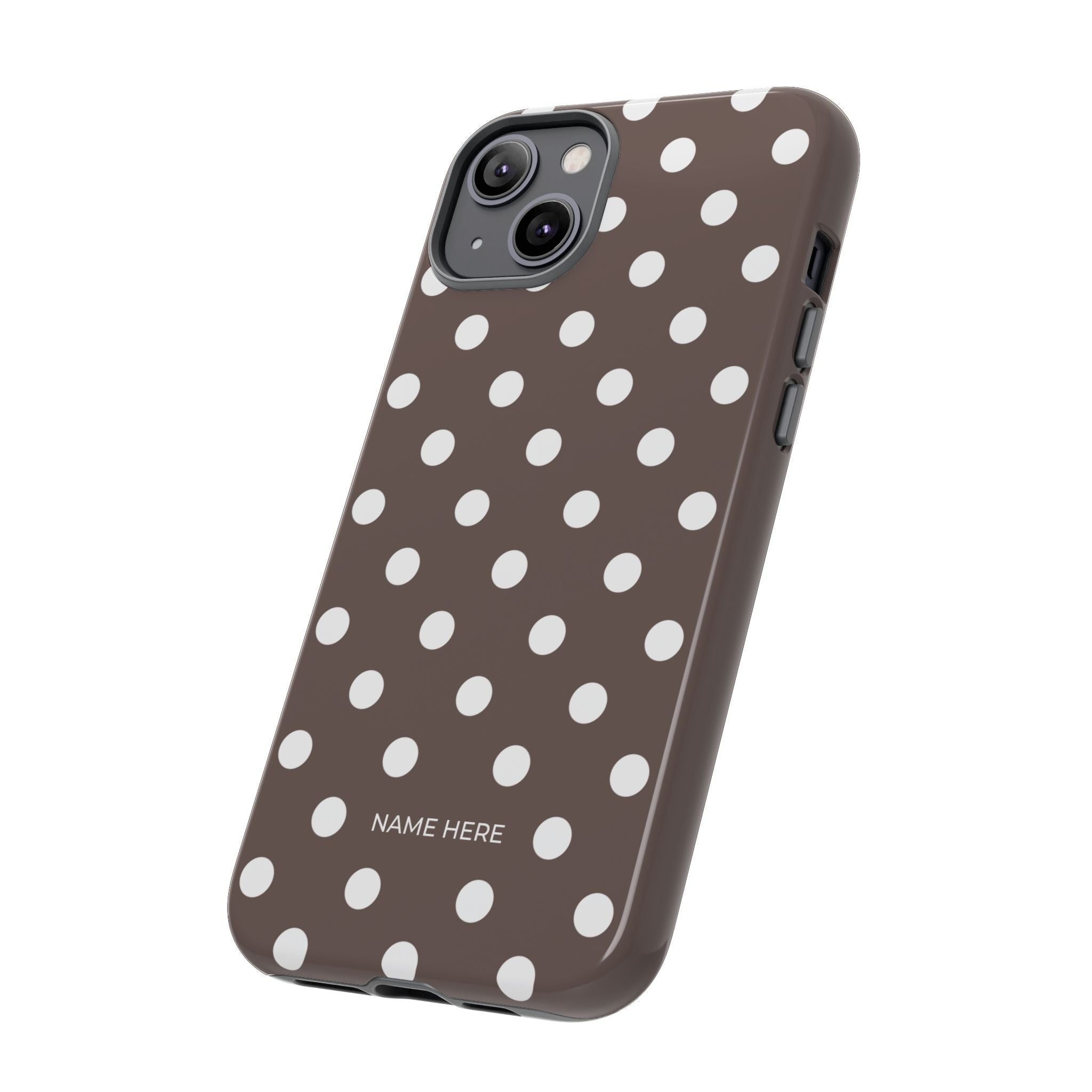Brown & White PolkaDot Customisable Case