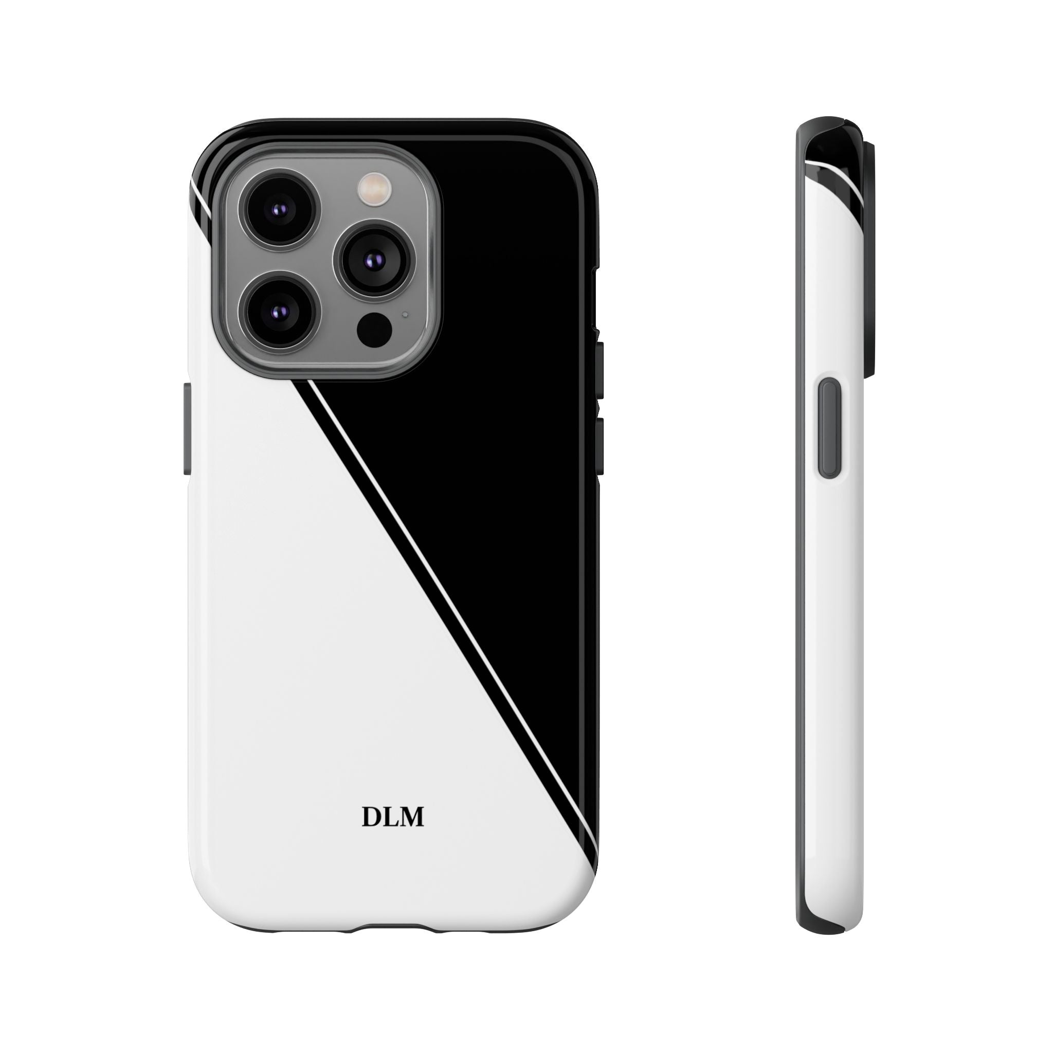 White/Black Two Tone Custom Initials Case