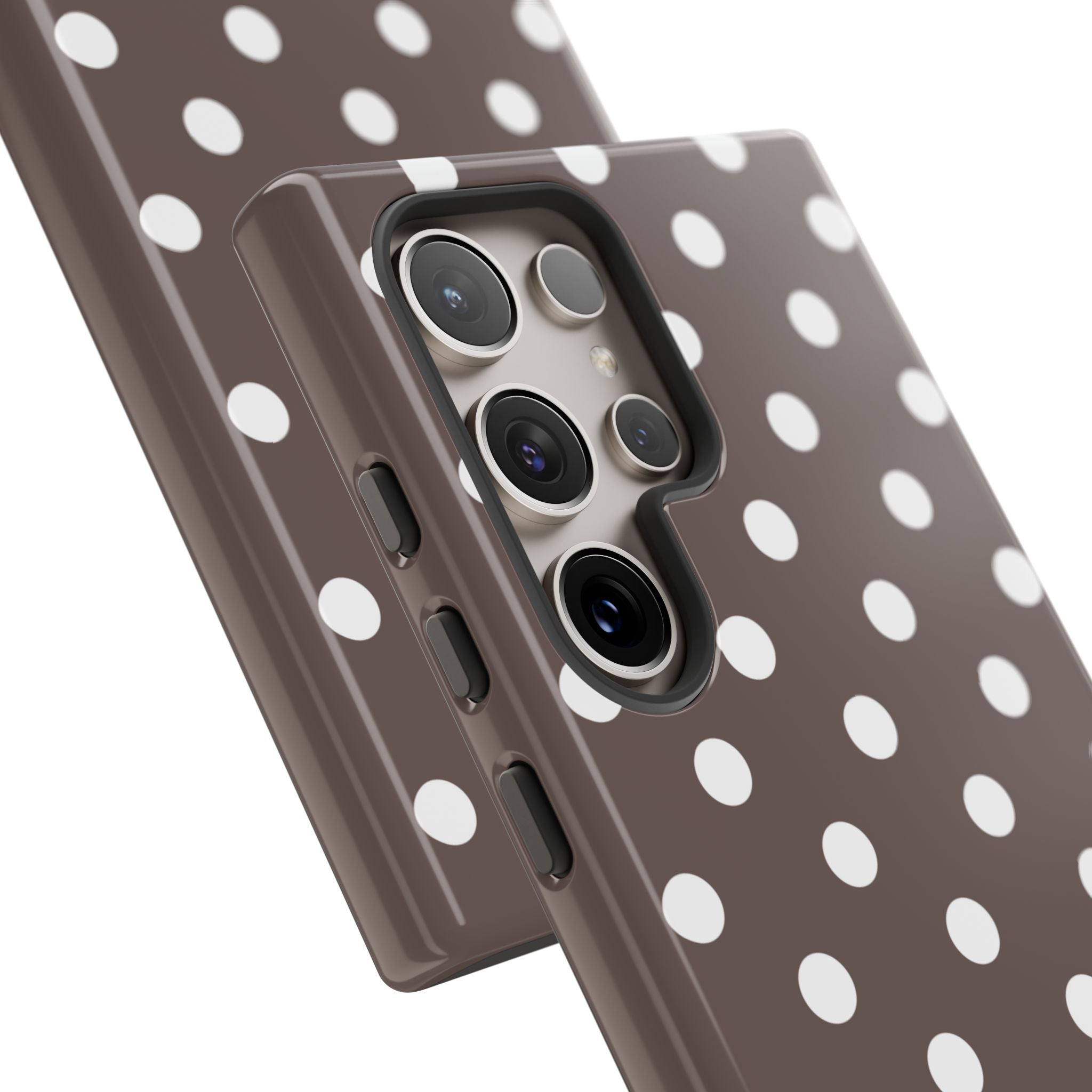 Brown & White PolkaDot Customisable Case
