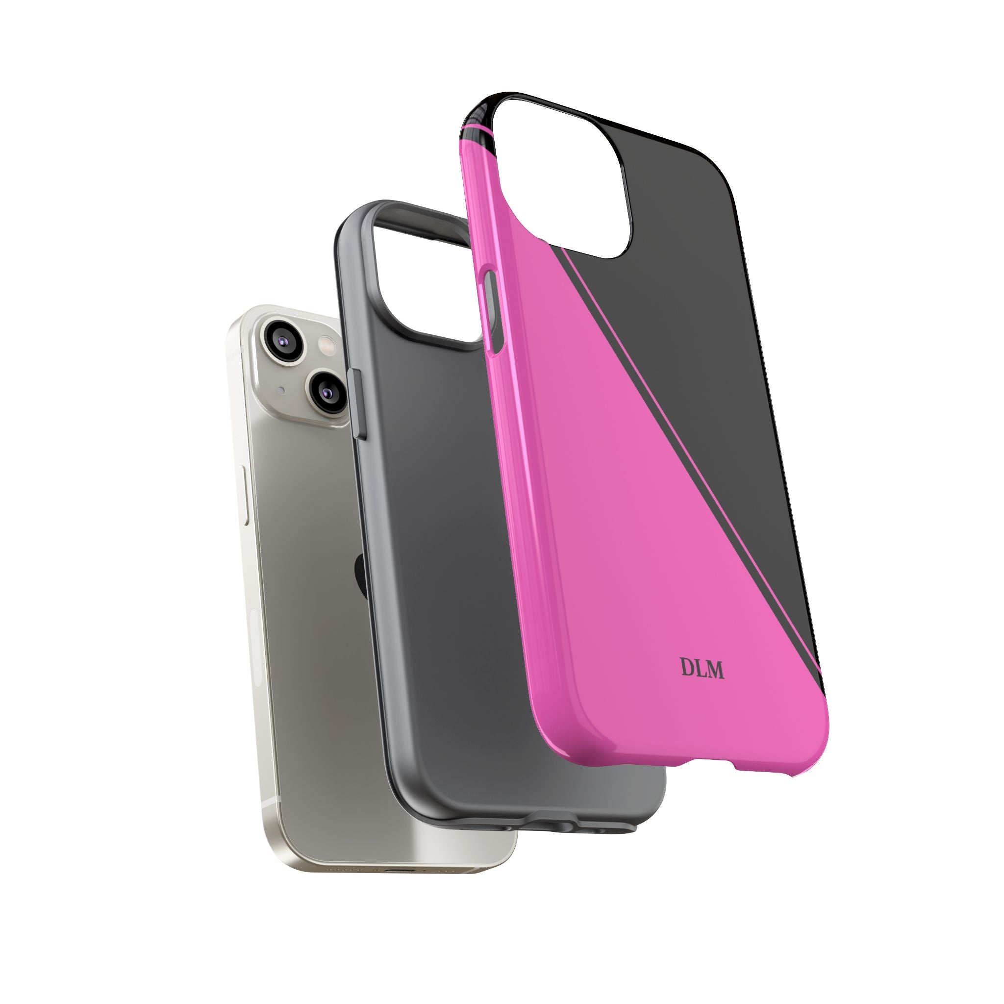 Pink/Black Two Tone Custom Initials Case