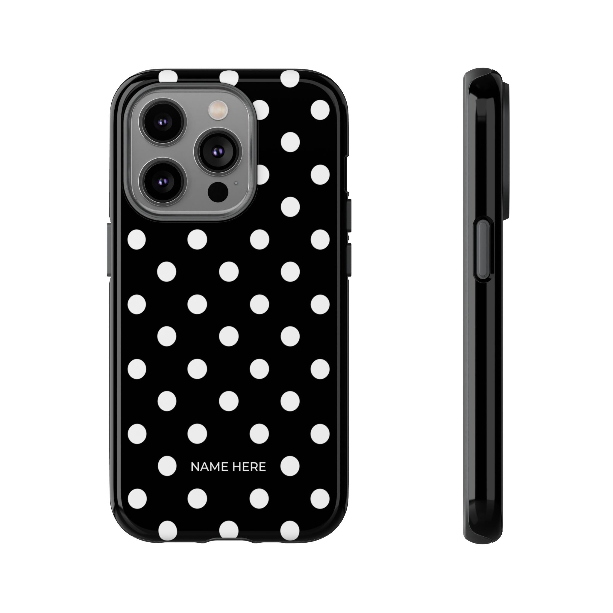 Black & White PolkaDot Customisable Case
