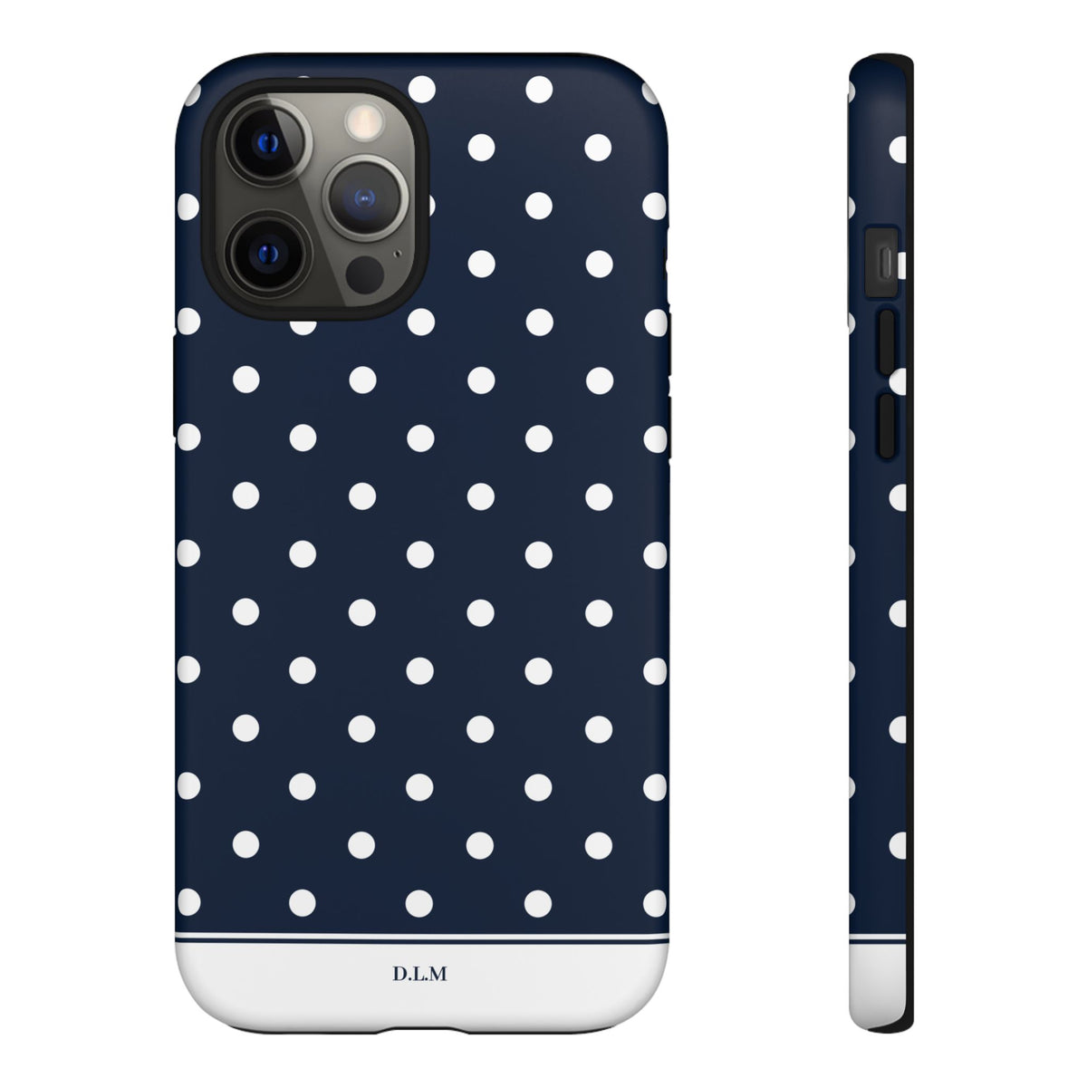 Navy Pearl Personalised Polka Dot Case