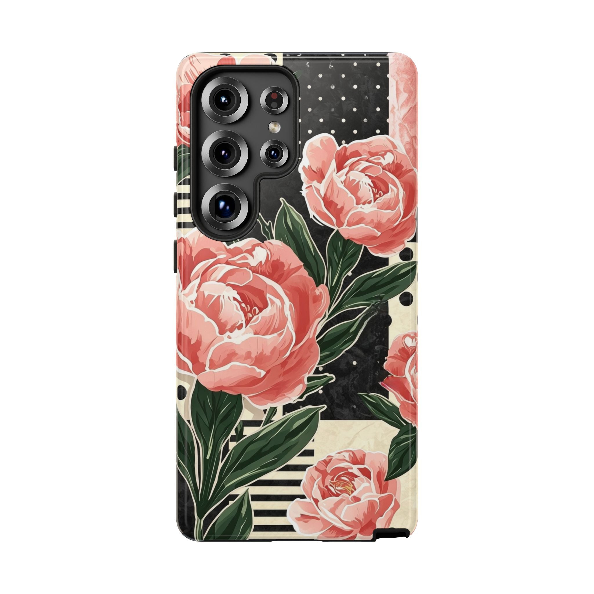 Pink Peony Stripes & Polka Dots