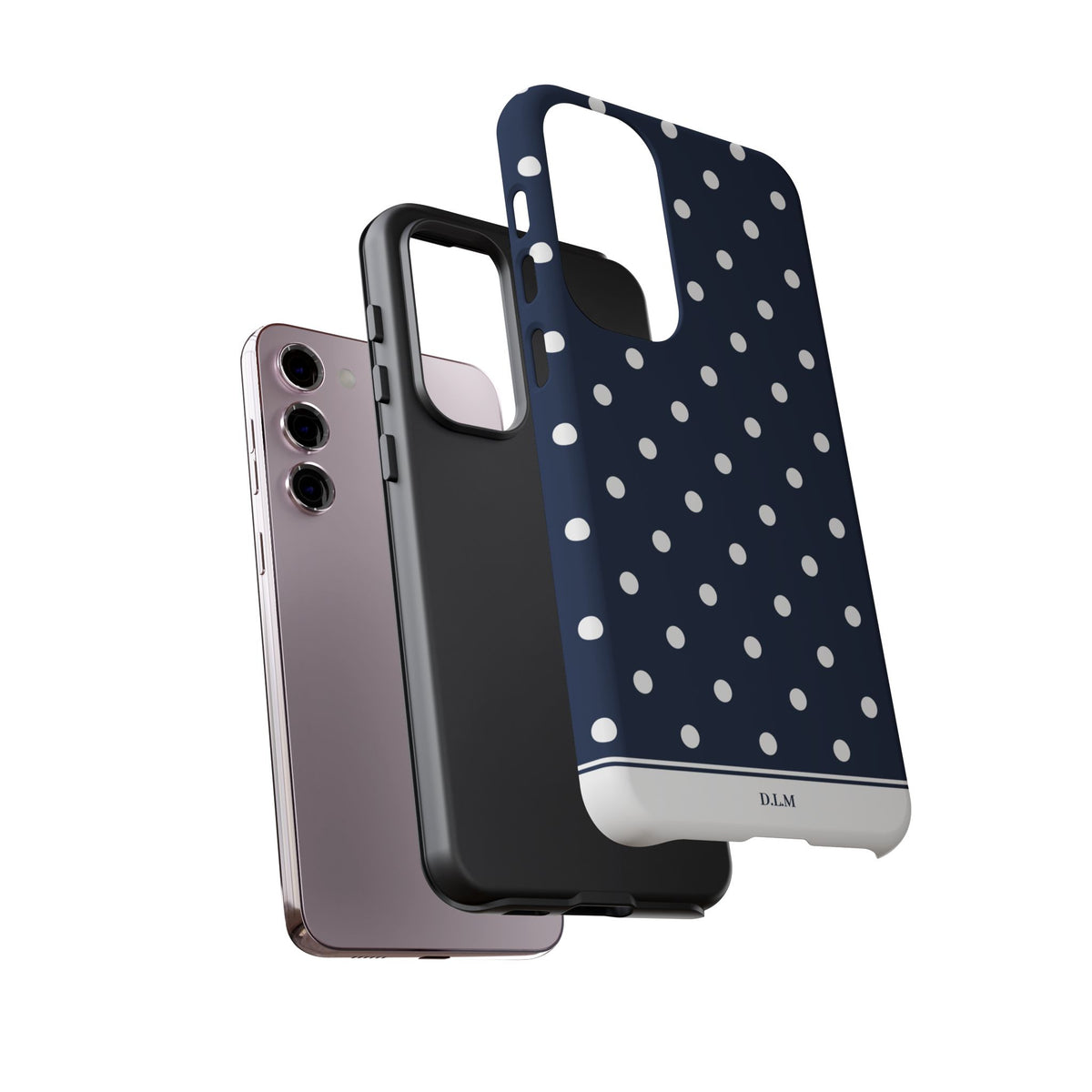 Navy Pearl Personalised Polka Dot Case
