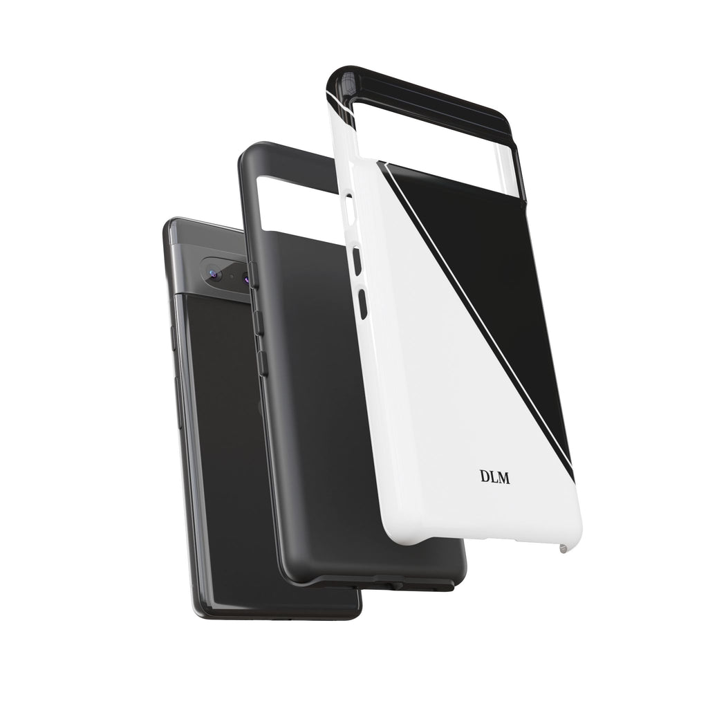 White/Black Two Tone Custom Initials Case