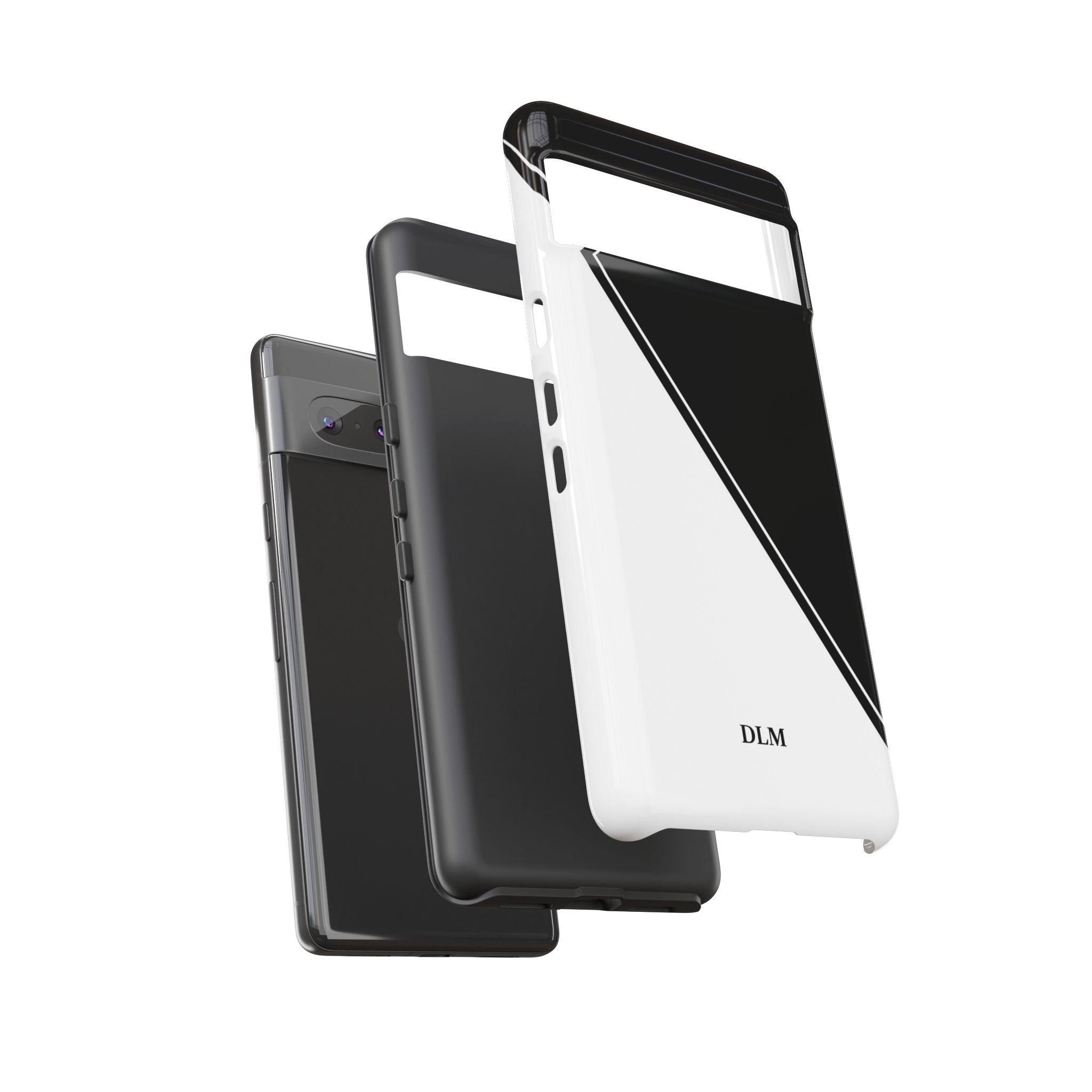 White/Black Two Tone Custom Initials Case