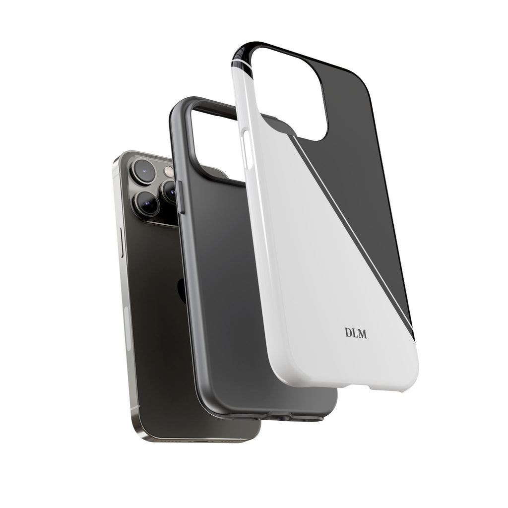 White/Black Two Tone Custom Initials Case