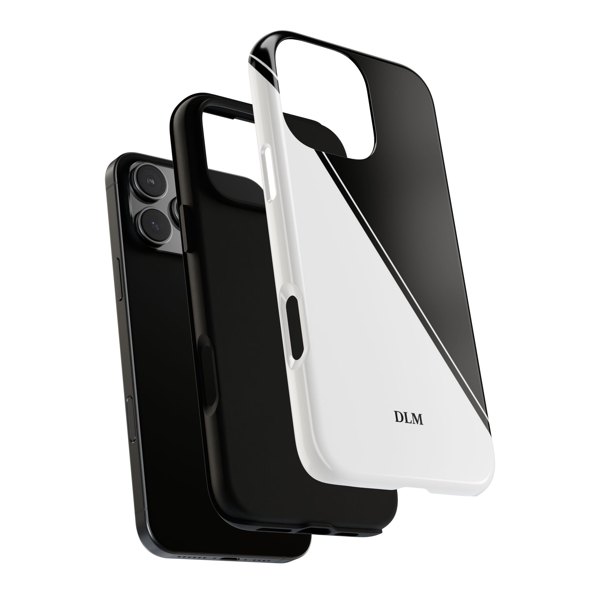 White/Black Two Tone Custom Initials Case