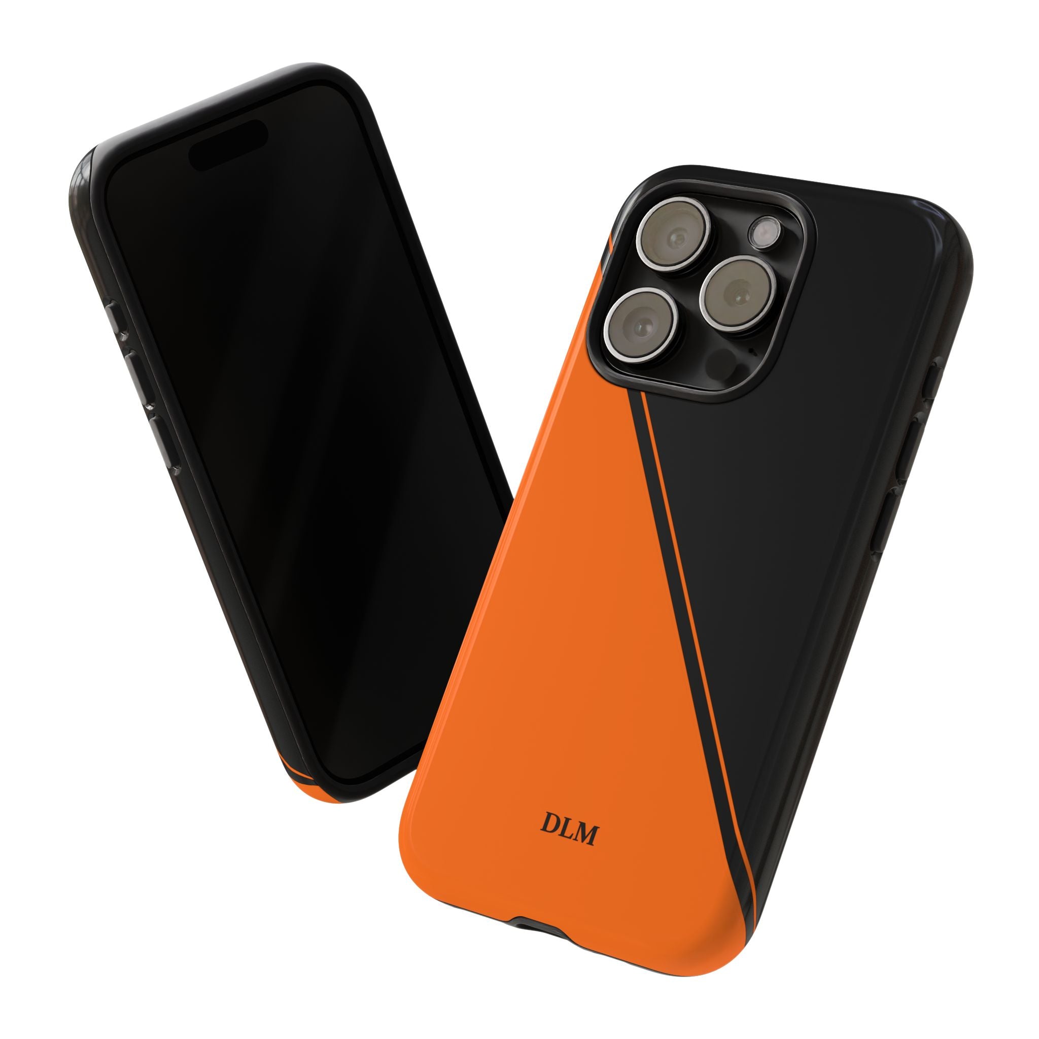 Orange/Black Two Tone Custom Initials Case
