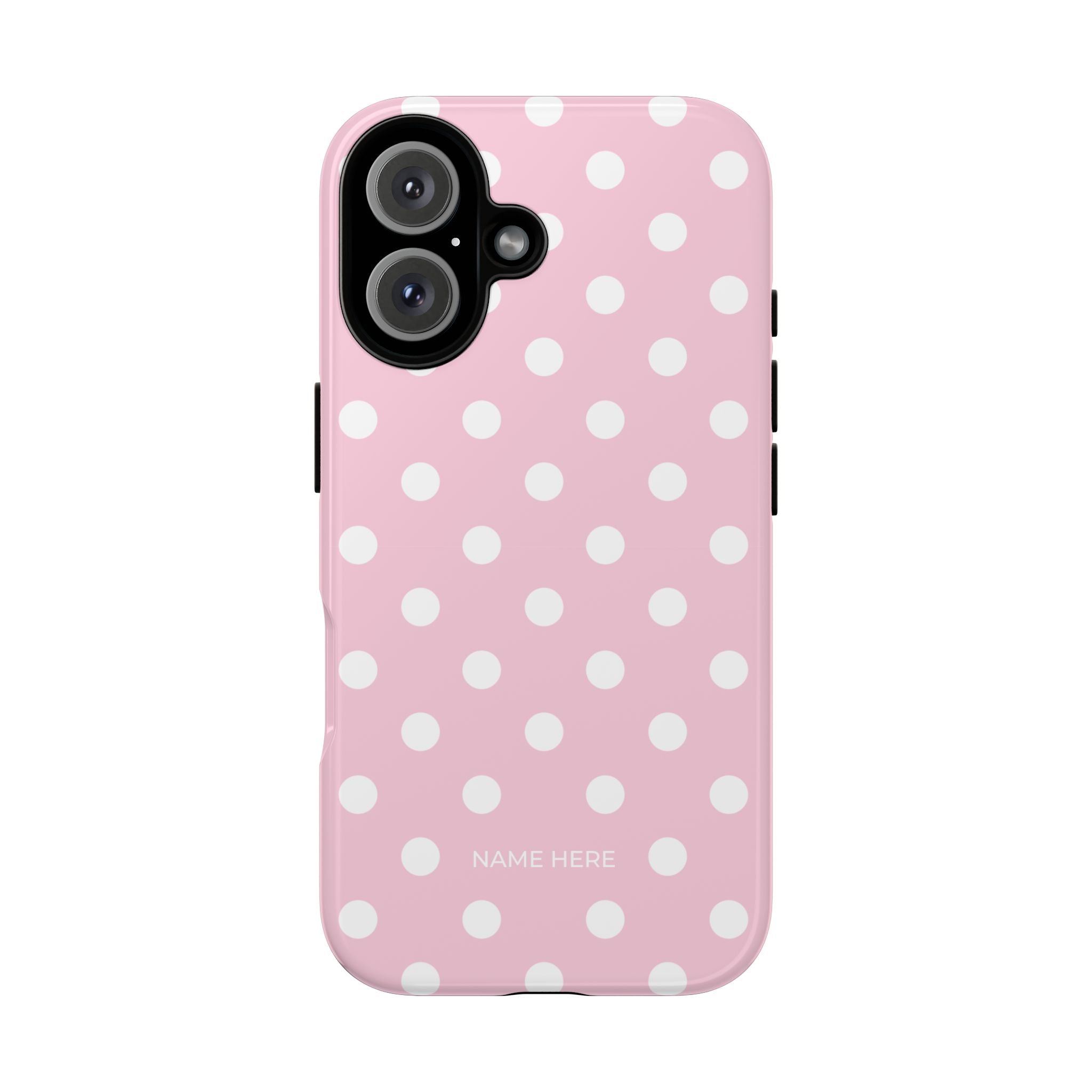 Pink & White PolkaDot Customisable Name Case