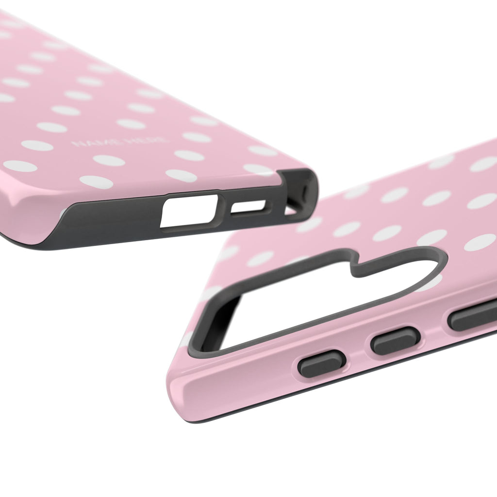 Pink & White PolkaDot Customisable Name Case