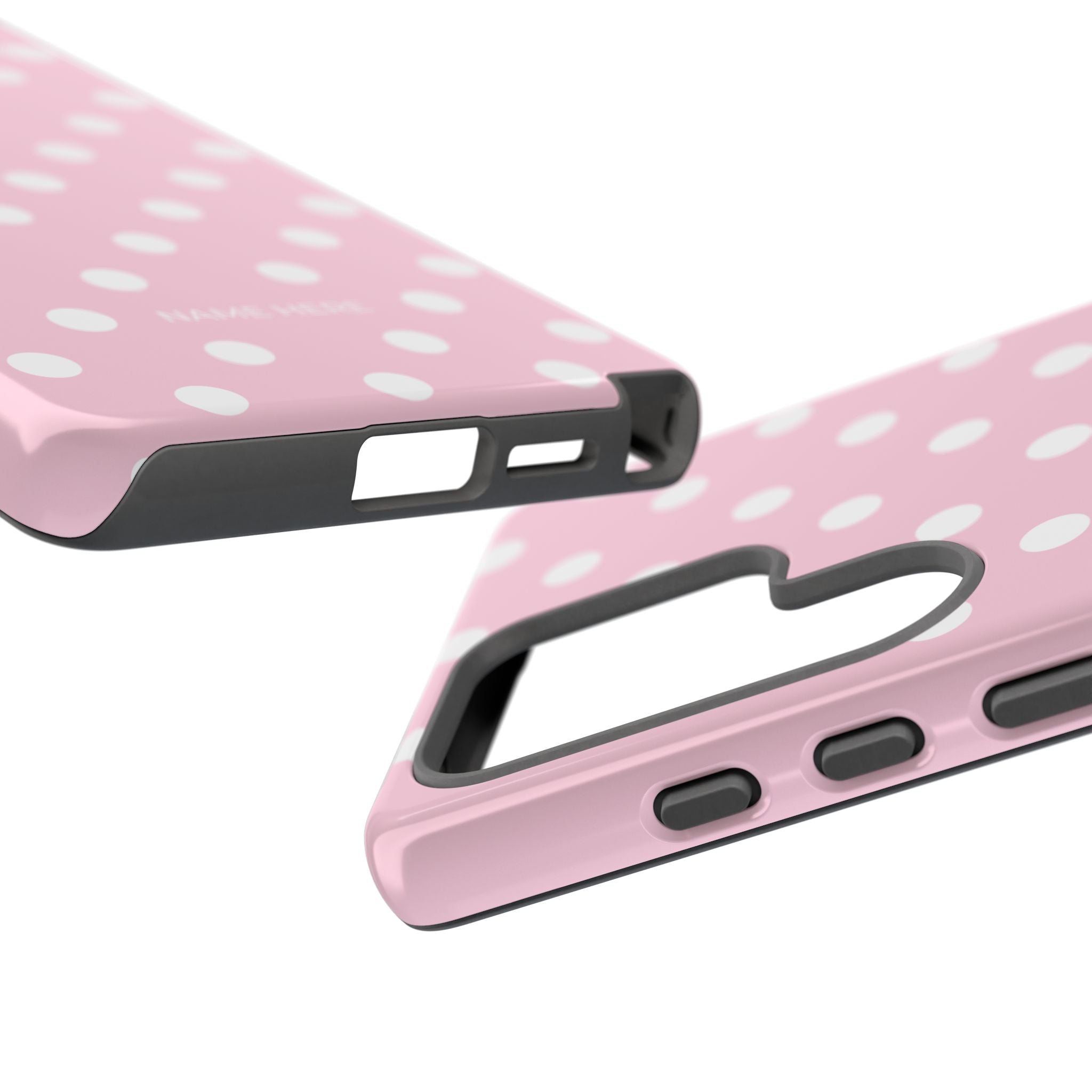Pink & White PolkaDot Customisable Name Case