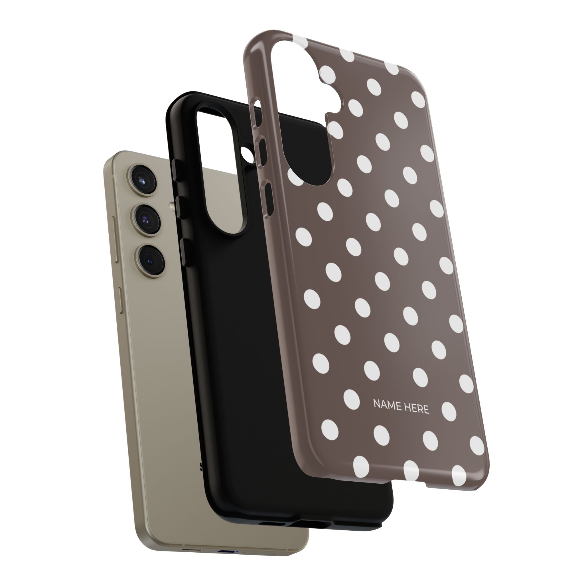 Brown & White PolkaDot Customisable Case
