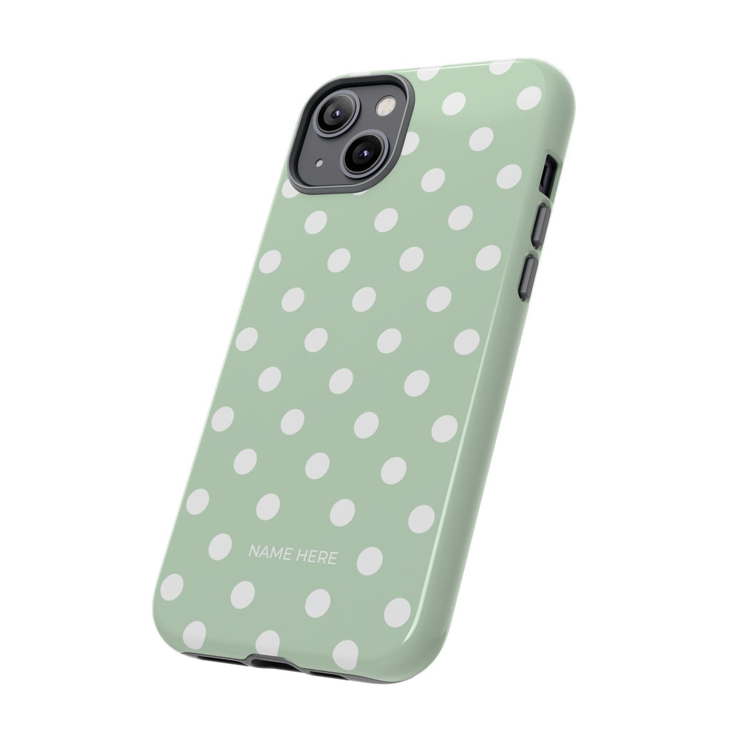 Green & White Polka Dot Customisable Case