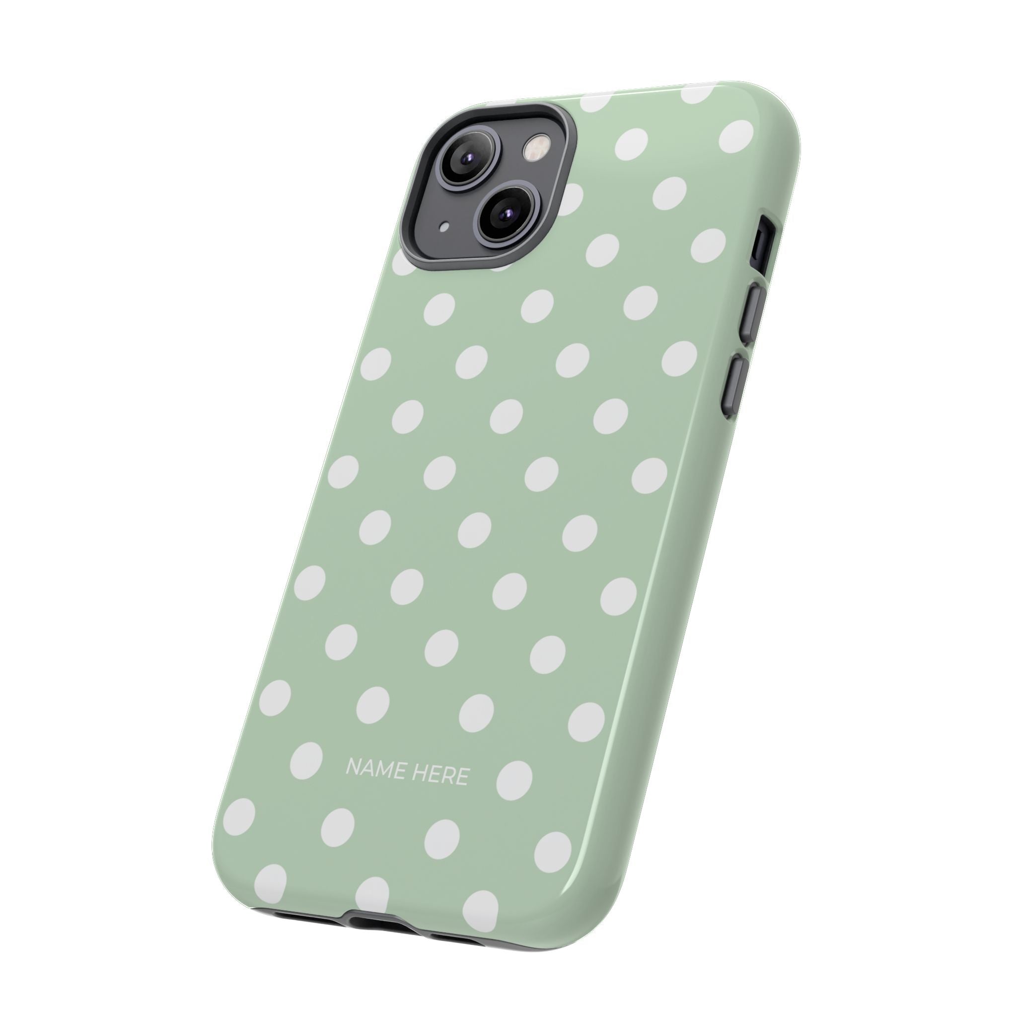 Green & White Polka Dot Customisable Case