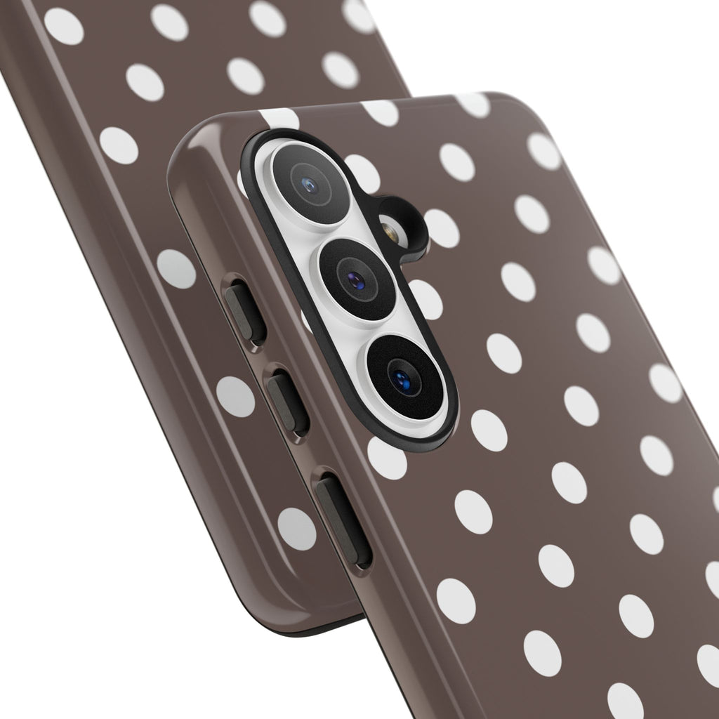 Brown & White PolkaDot Customisable Case