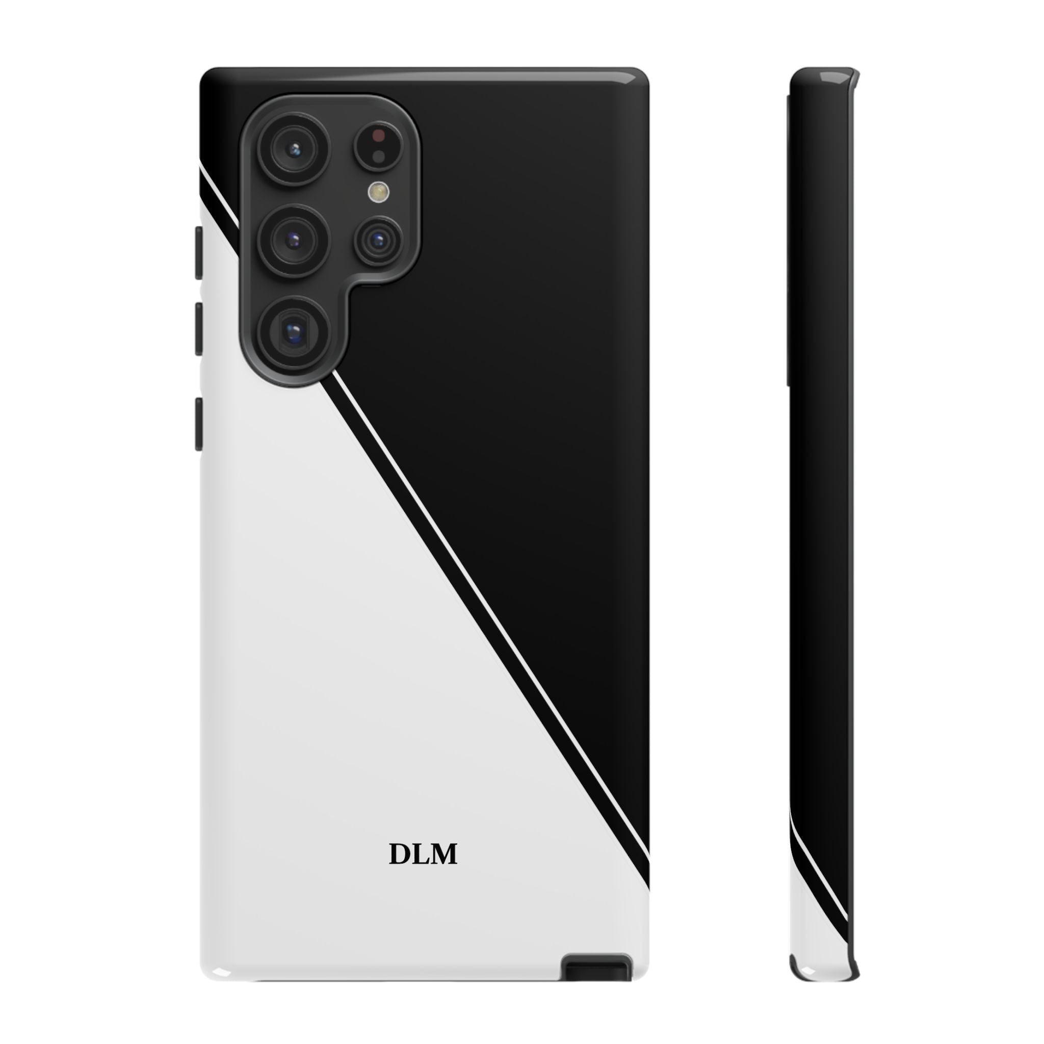 White/Black Two Tone Custom Initials Case