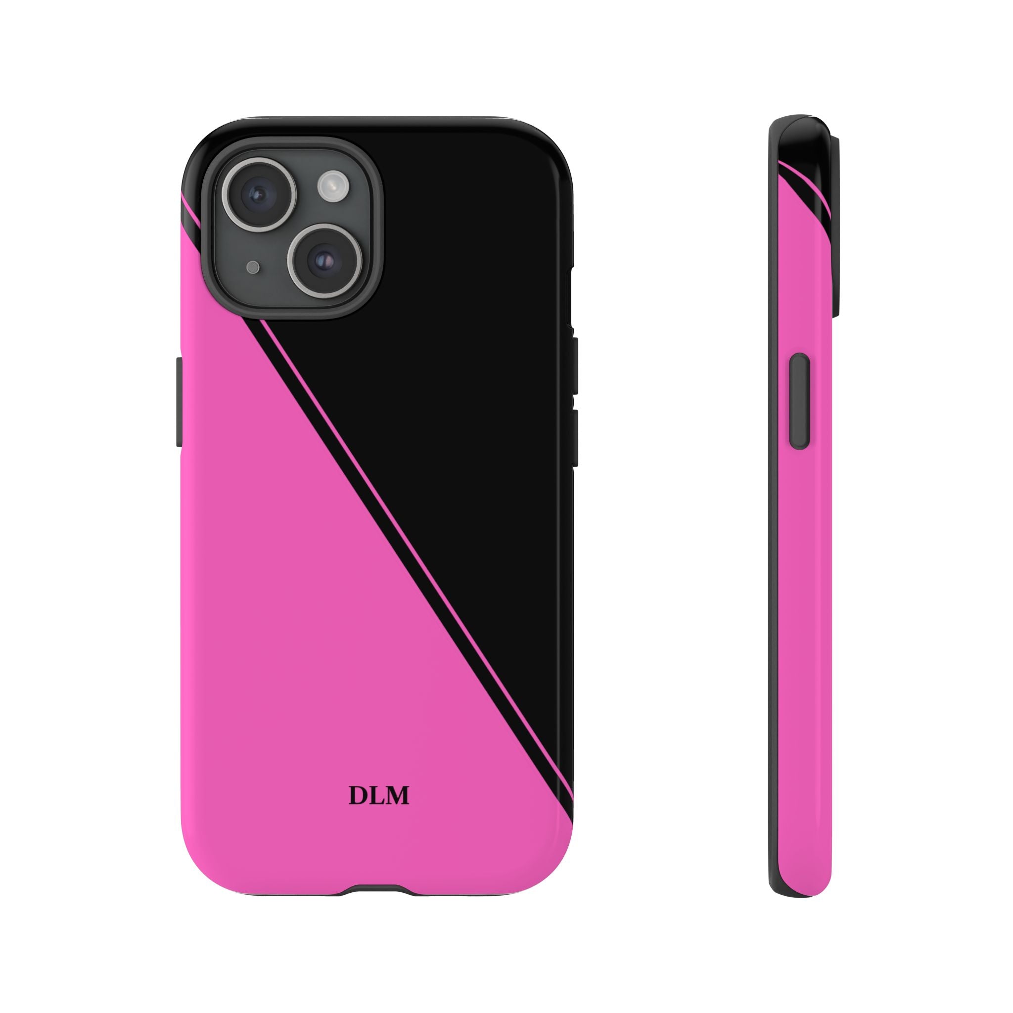 Pink/Black Two Tone Custom Initials Case