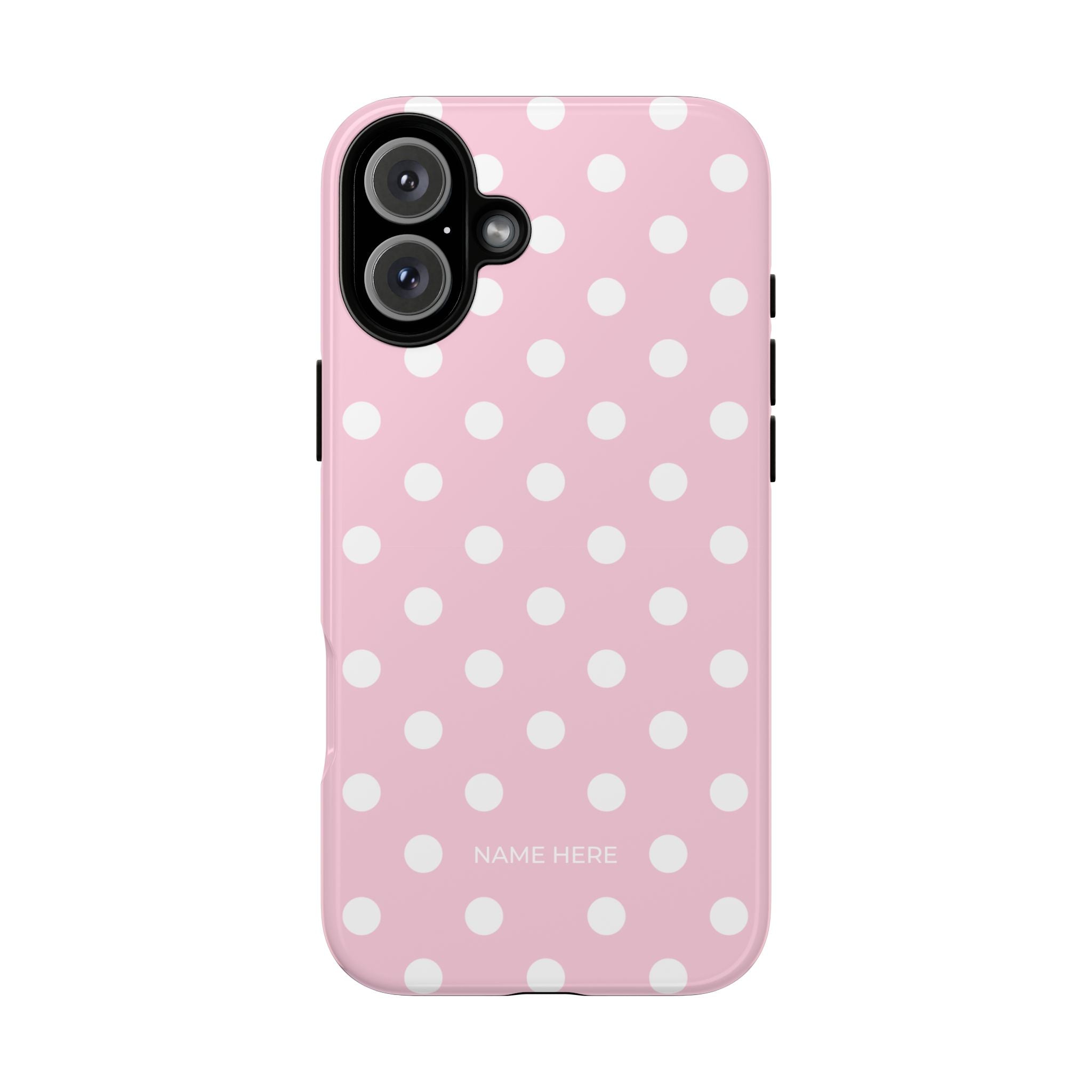 Pink & White PolkaDot Customisable Name Case
